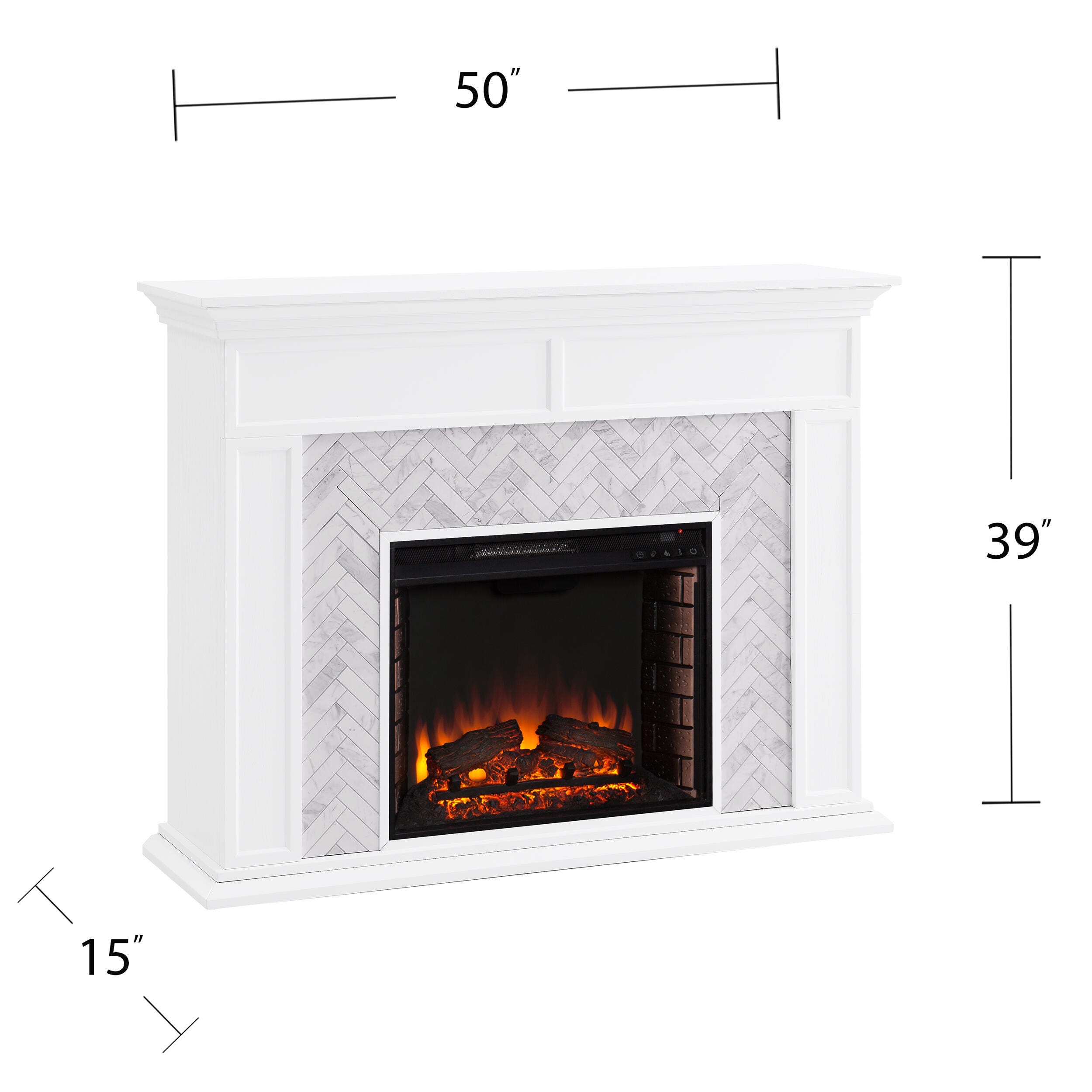 SEI Furniture Lordeston Marble Tiled Fireplace, , large