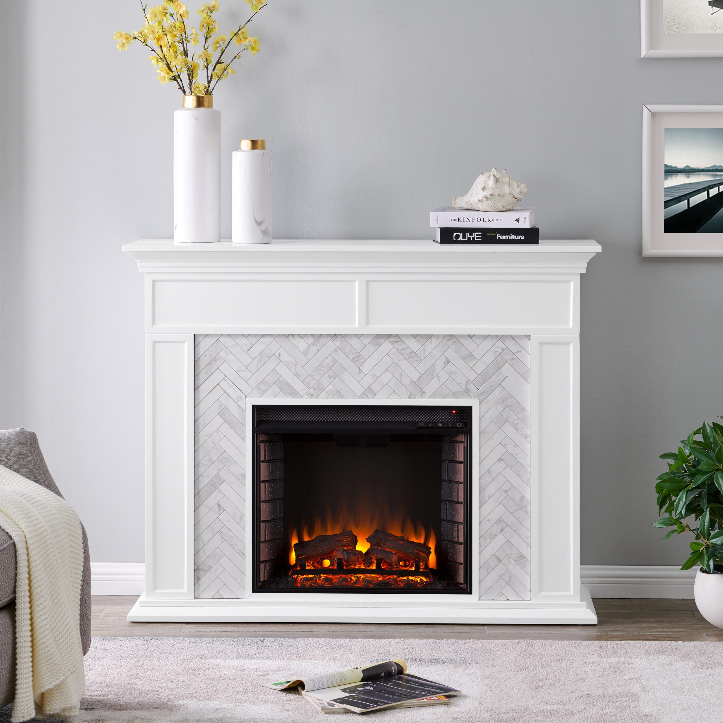 Southern Enterprises Lordeston 50'' Mantel with Electric Fireplace