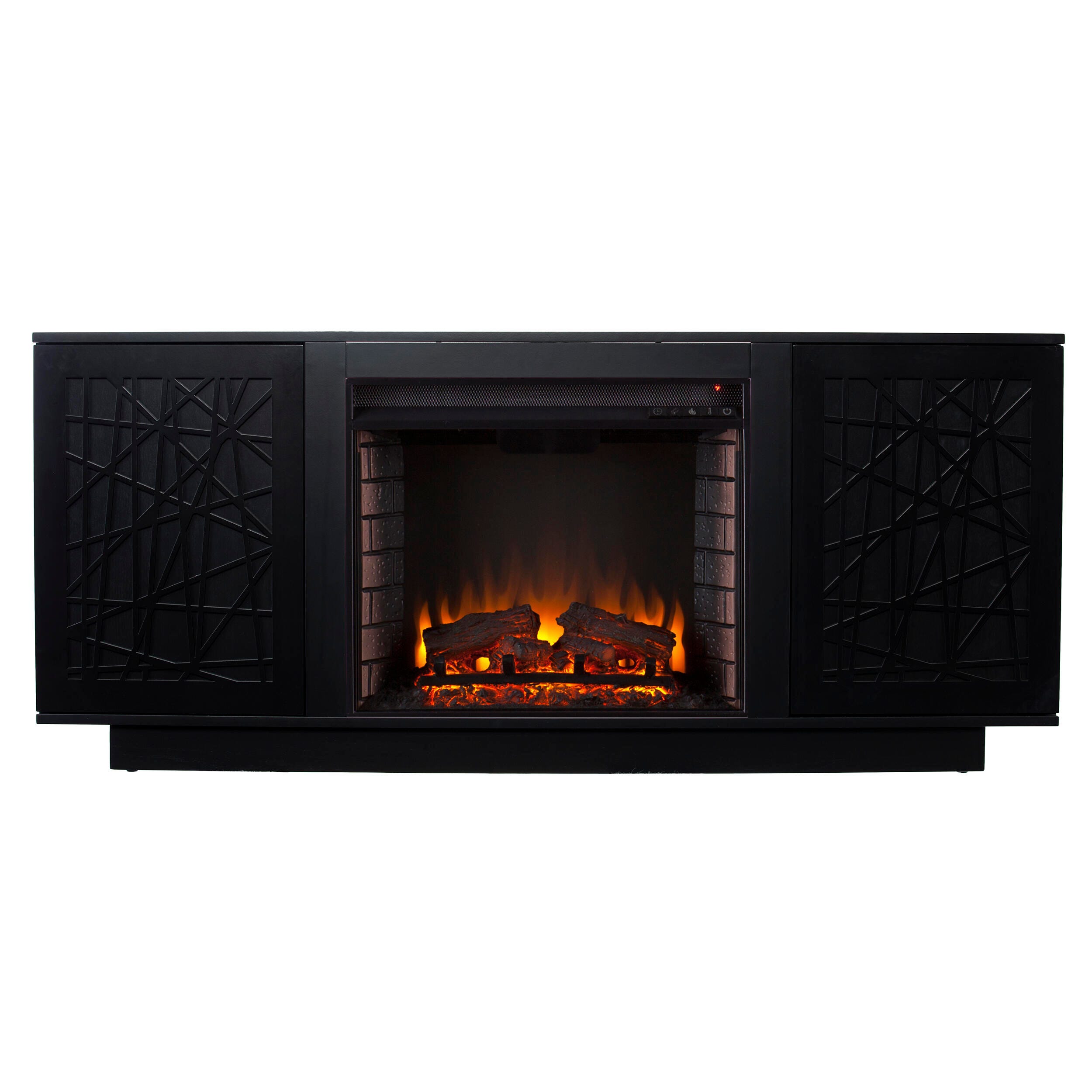 SEI Furniture Rayelland Electric Media Fireplace w/ Storage - Black, , large