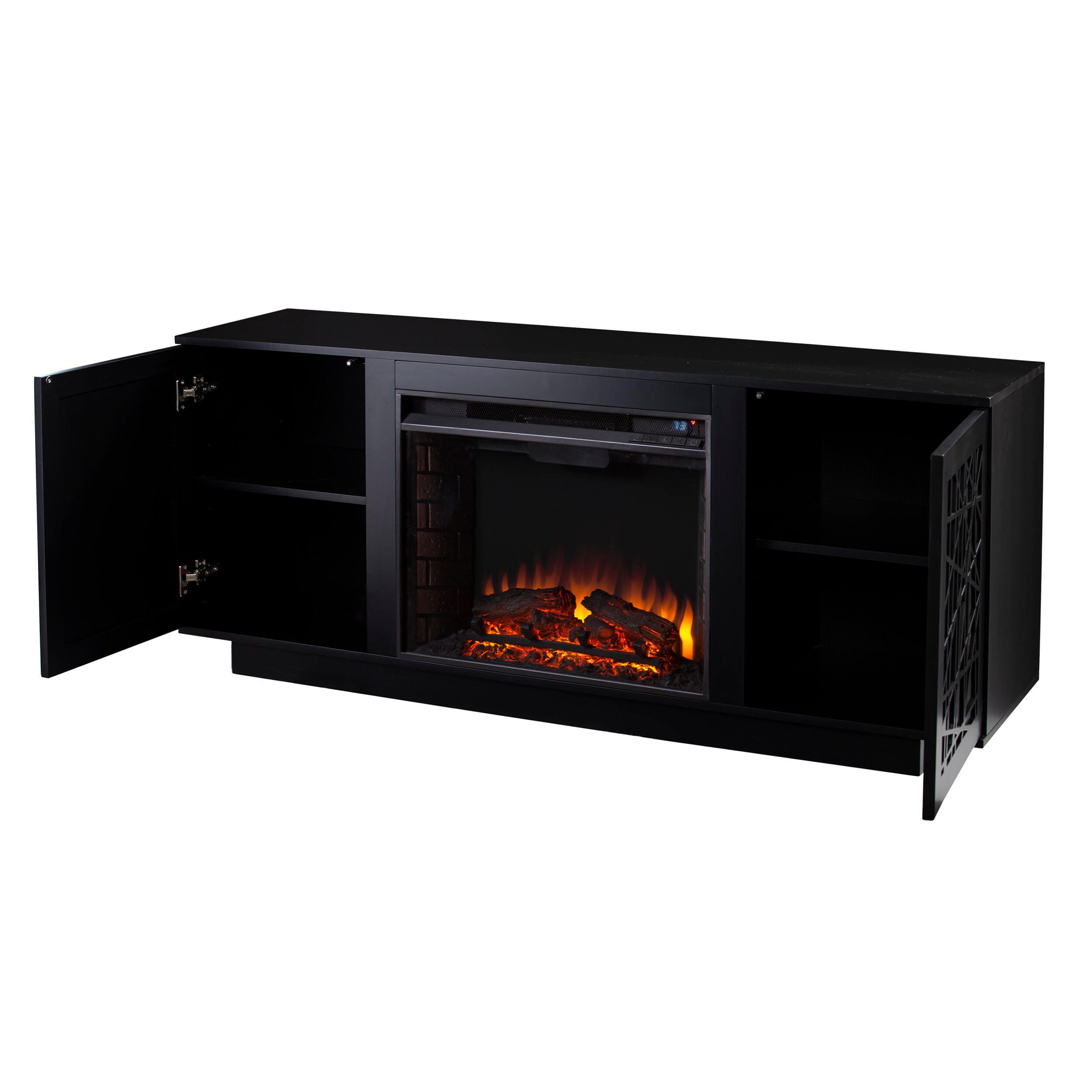 SEI Furniture Rayelland Electric Media Fireplace w/ Storage - Black, , large