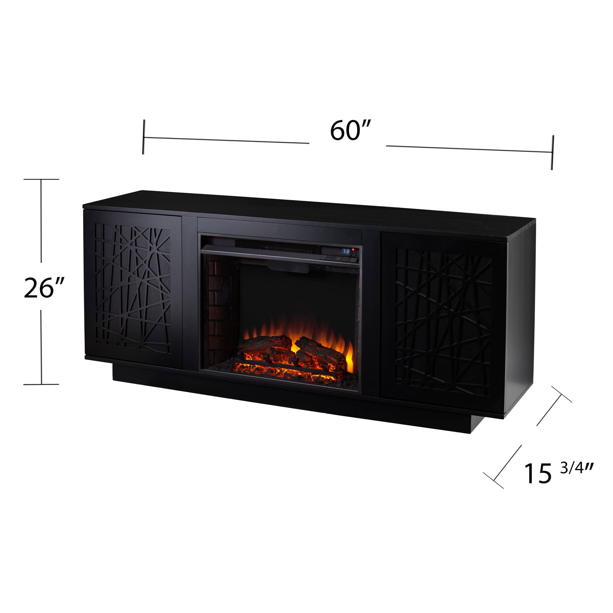 SEI Furniture Rayelland Electric Media Fireplace w/ Storage - Black, , large