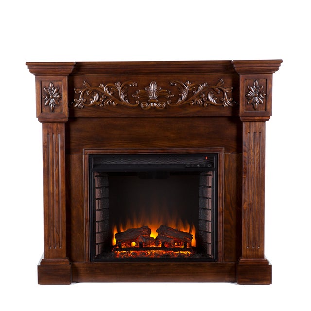 Southern Enterprises Furniture Venstinger Carved Electric Fireplace Mantel