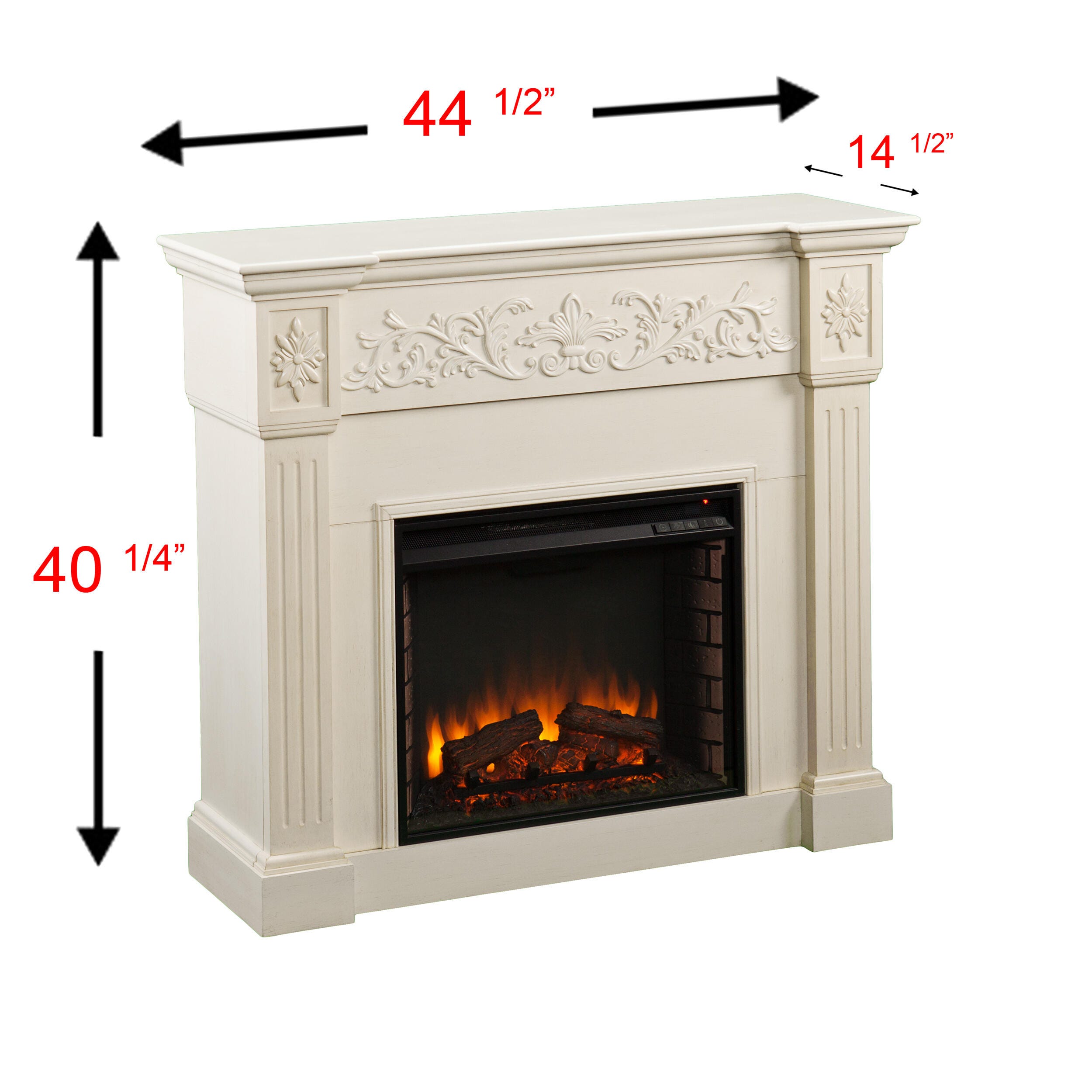 SEI Furntiure Venstinger Carved Electric Fireplace - Ivory, , large