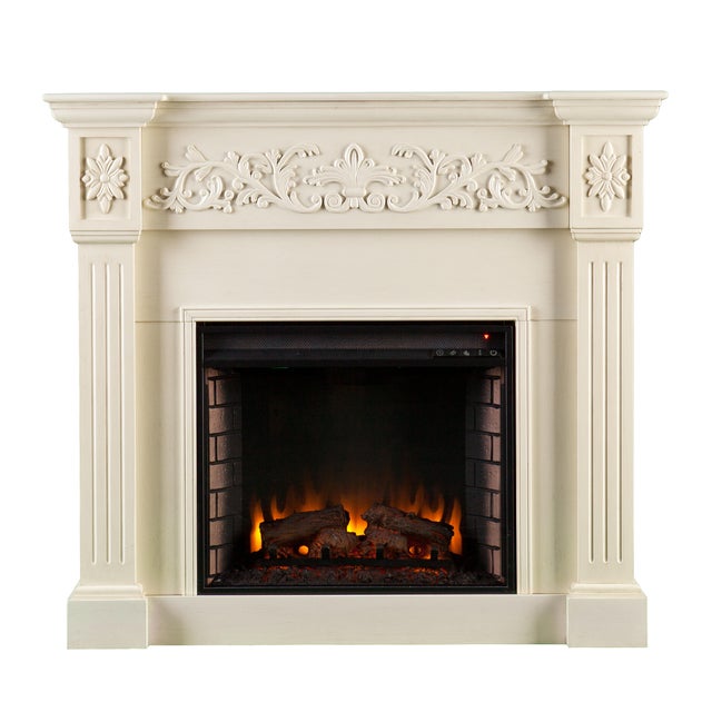Southern Enterprises Furniture Venstinger Carved Electric Fireplace Mantel