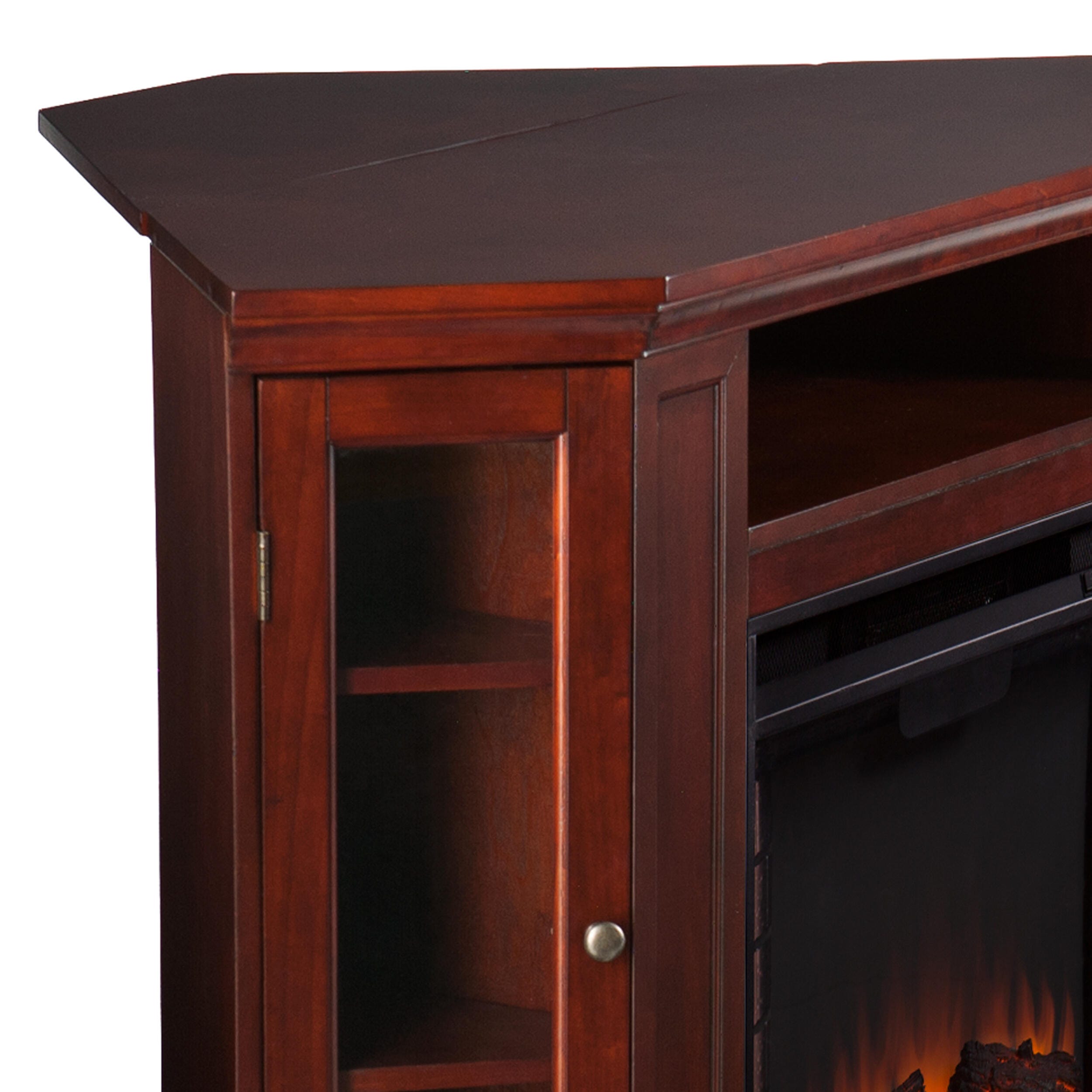 SEI Furntiure Dobrenston Convertible Media Electric Fireplace - Cherry, , large