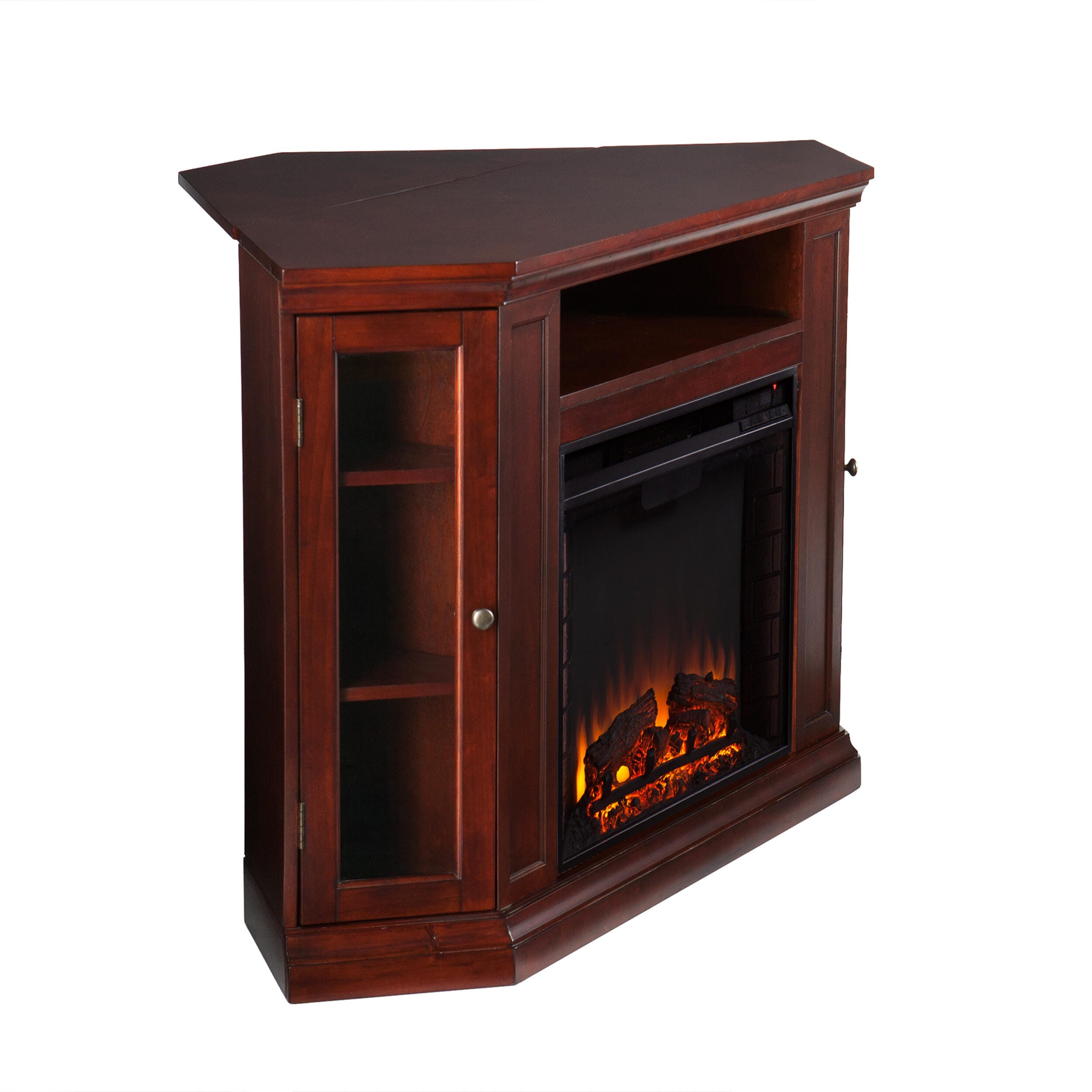 SEI Furntiure Dobrenston Convertible Media Electric Fireplace - Cherry, , large