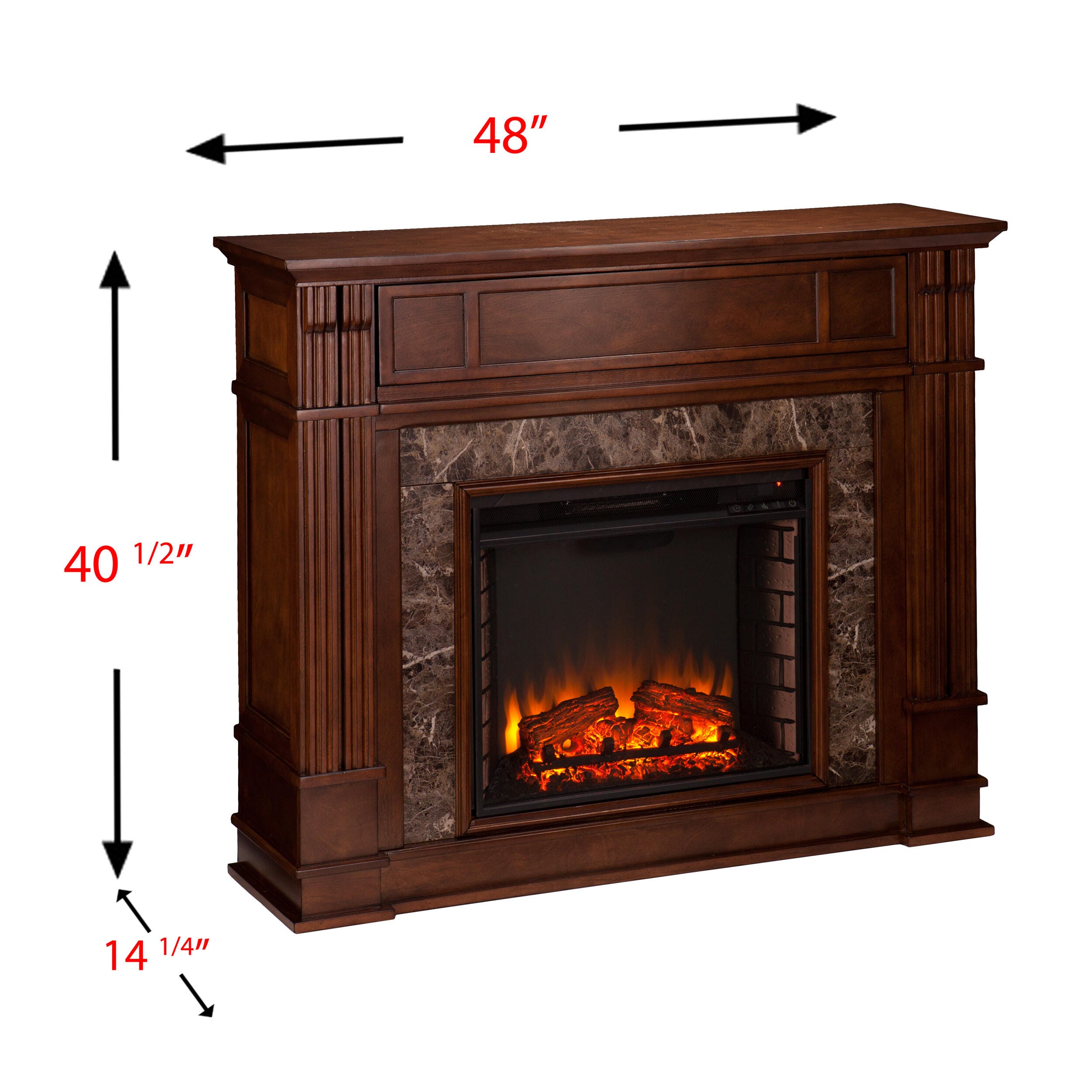 SEI Furntiure Ellisville Faux Stone Electric Media Fireplace - Whiskey Maple, , large