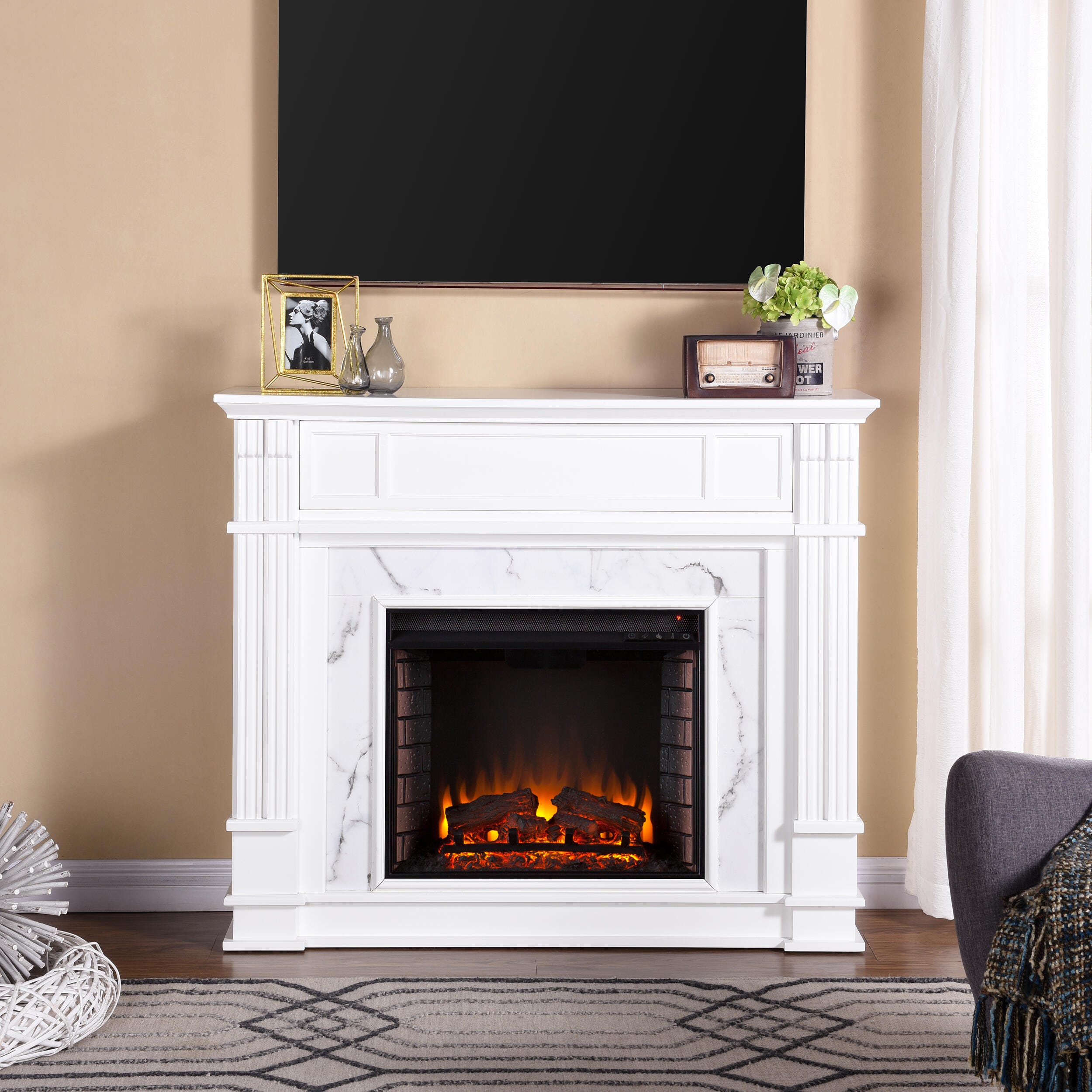 Southern Enterprises Ellisville Faux Cararra Marble 48'' Mantel