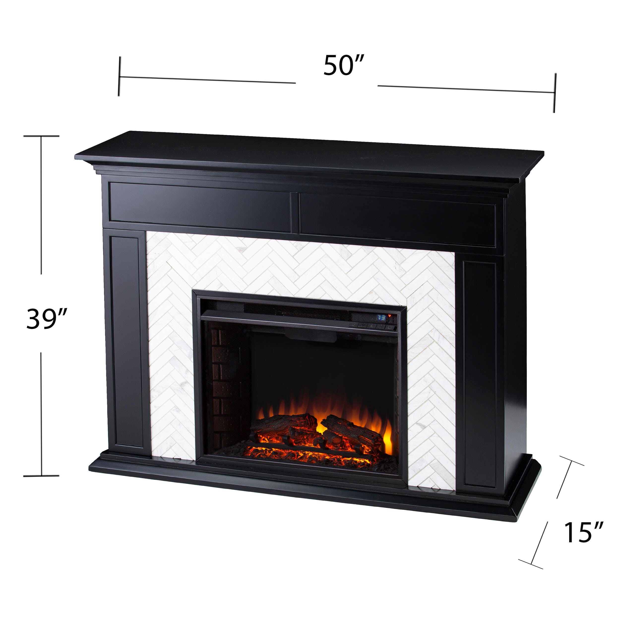 SEI Furntiure Lordeston Marble Tiled Electric Fireplace, , large