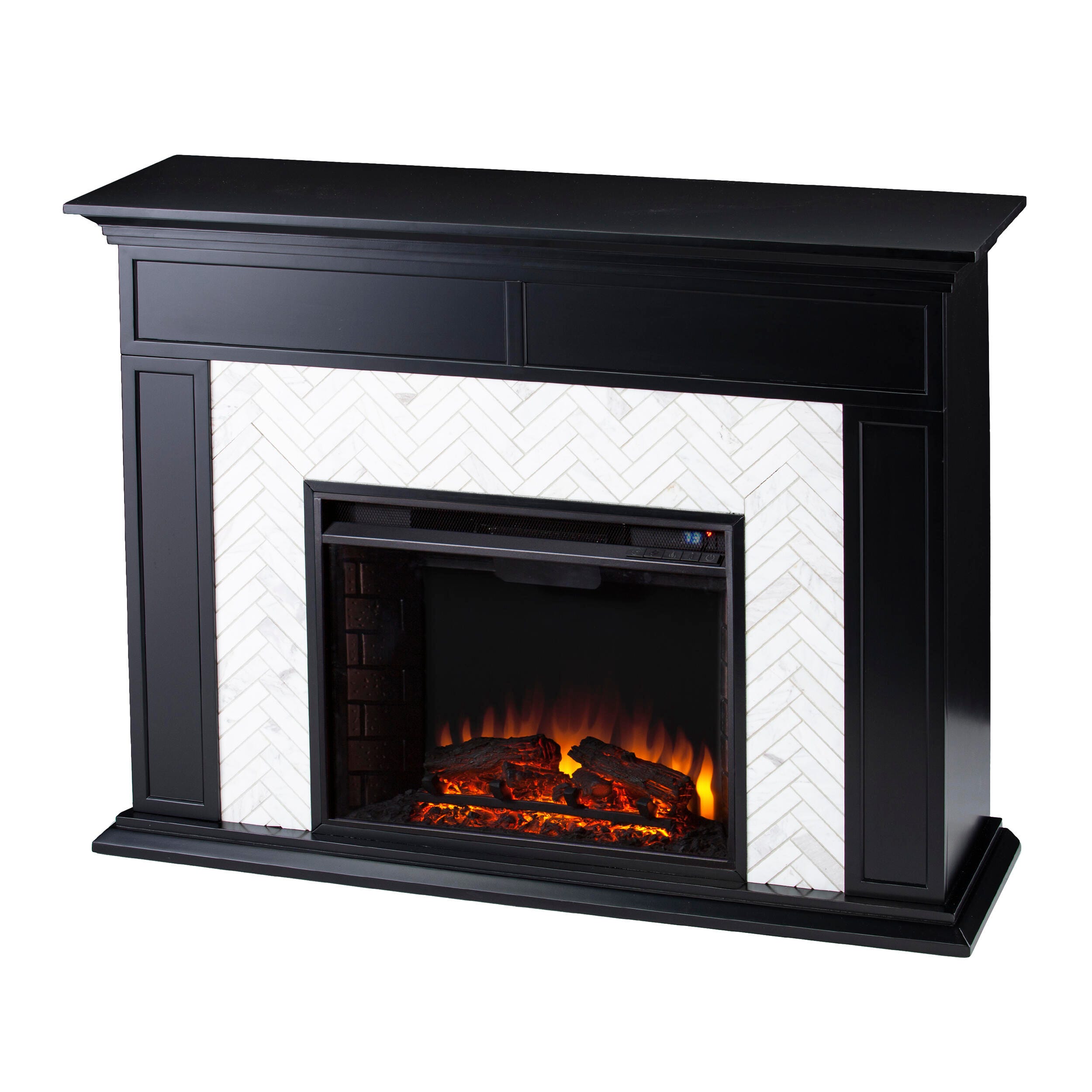 SEI Furntiure Lordeston Marble Tiled Electric Fireplace, , large
