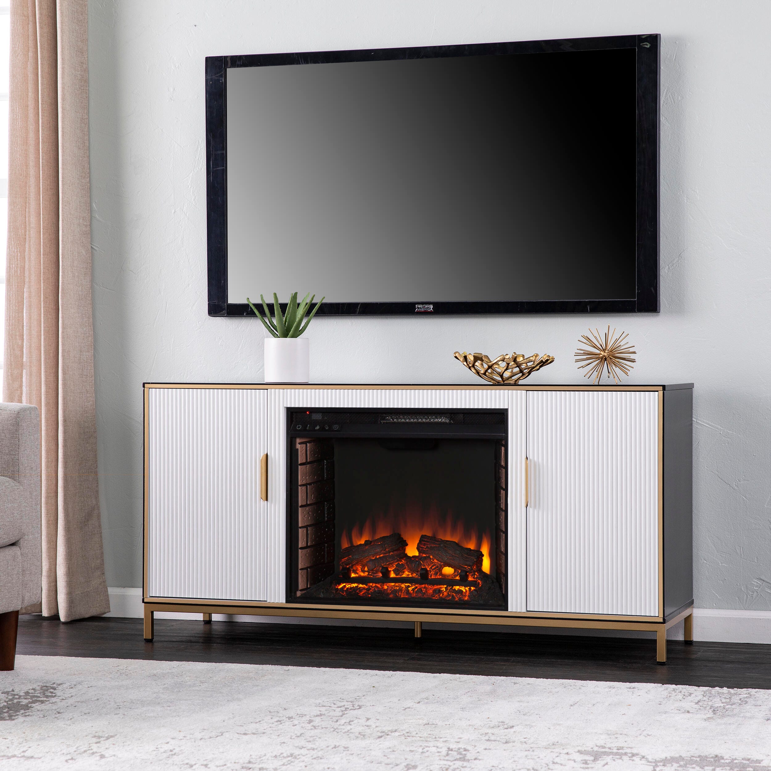 SEI Furntiure Flanisting Electric Fireplace w/ Media Storage, , large