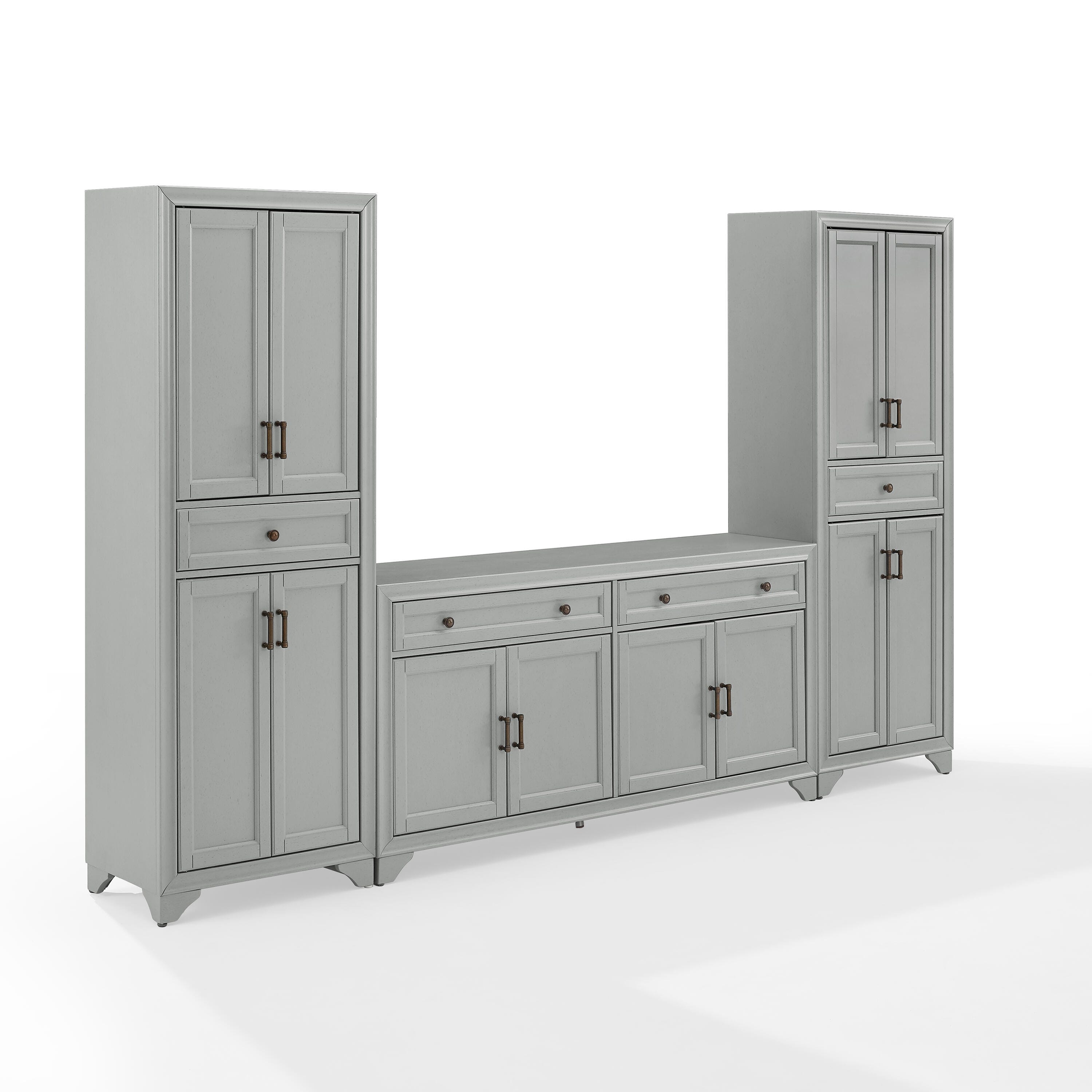 Crosley Furniture Tara 3-Piece 108" Entertainment Center, Distressed Gray, large