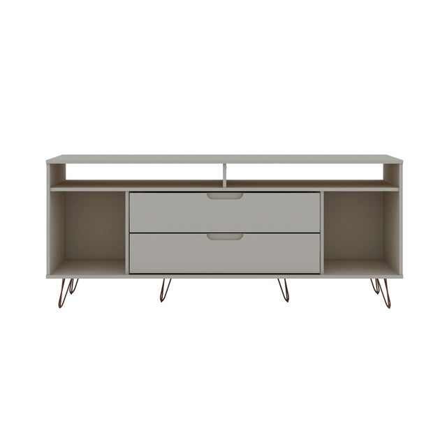 Manhattan Comfort Rockefeller 62.99" TV Stand with 2 Drawers, Off White
