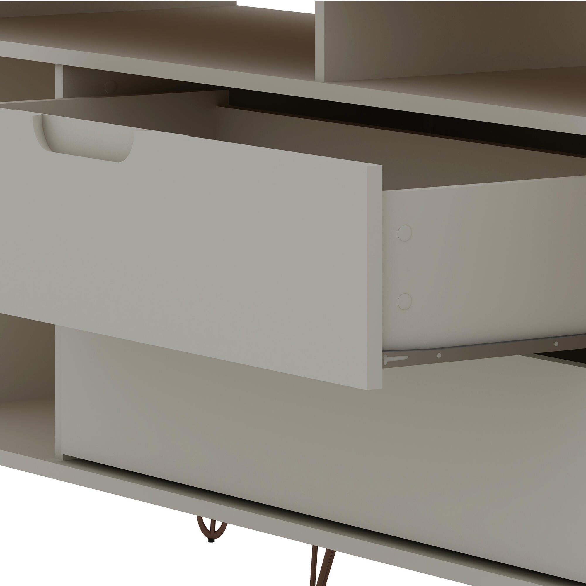 Manhattan Comfort Rockefeller 62.99" TV Stand with 2 Drawers, Off White, large