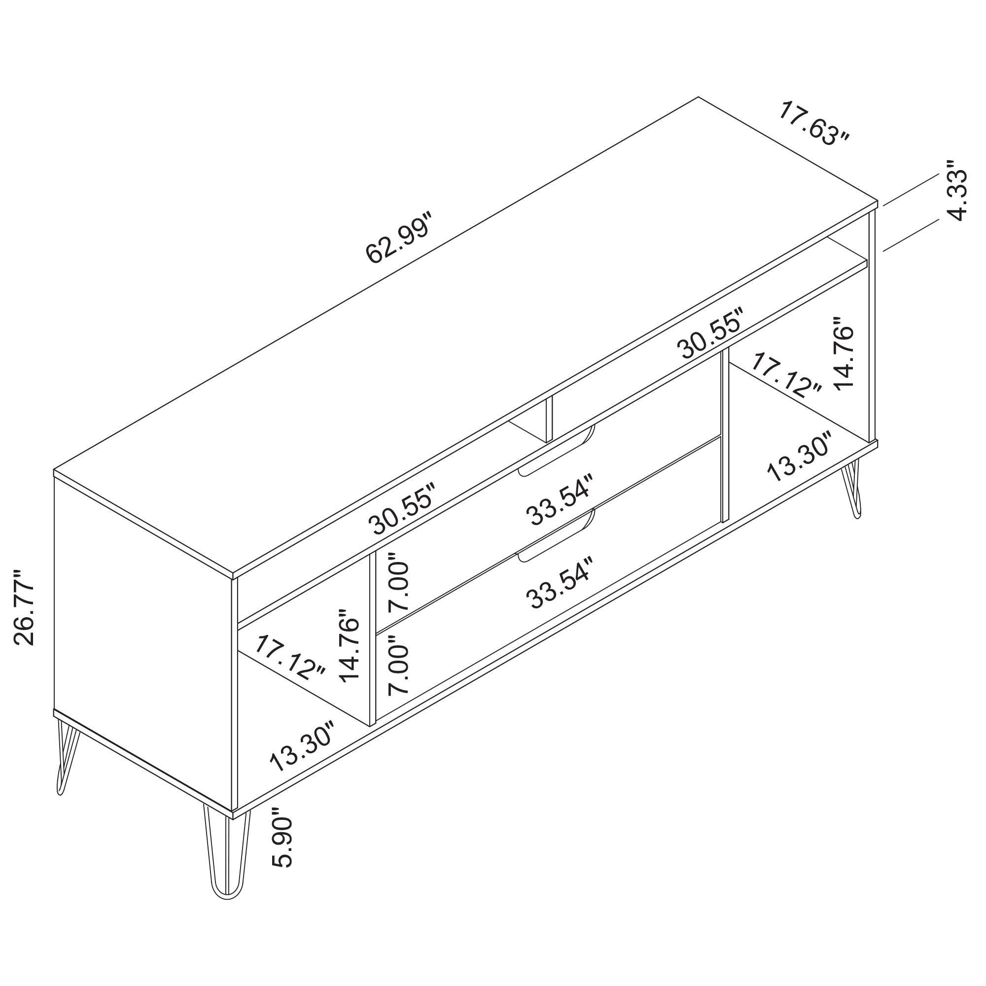 Manhattan Comfort Rockefeller 62.99" TV Stand with 2 Drawers, Off White/Natural, large