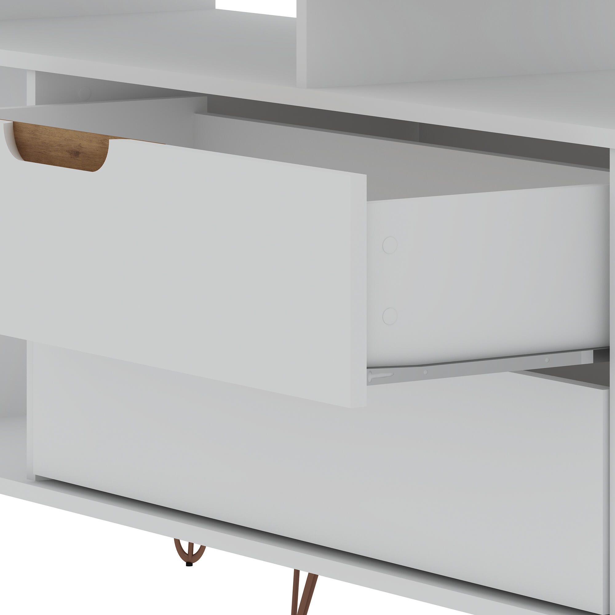 Manhattan Comfort Rockefeller 62.99" TV Stand with 2 Drawers, Off White/Natural, large