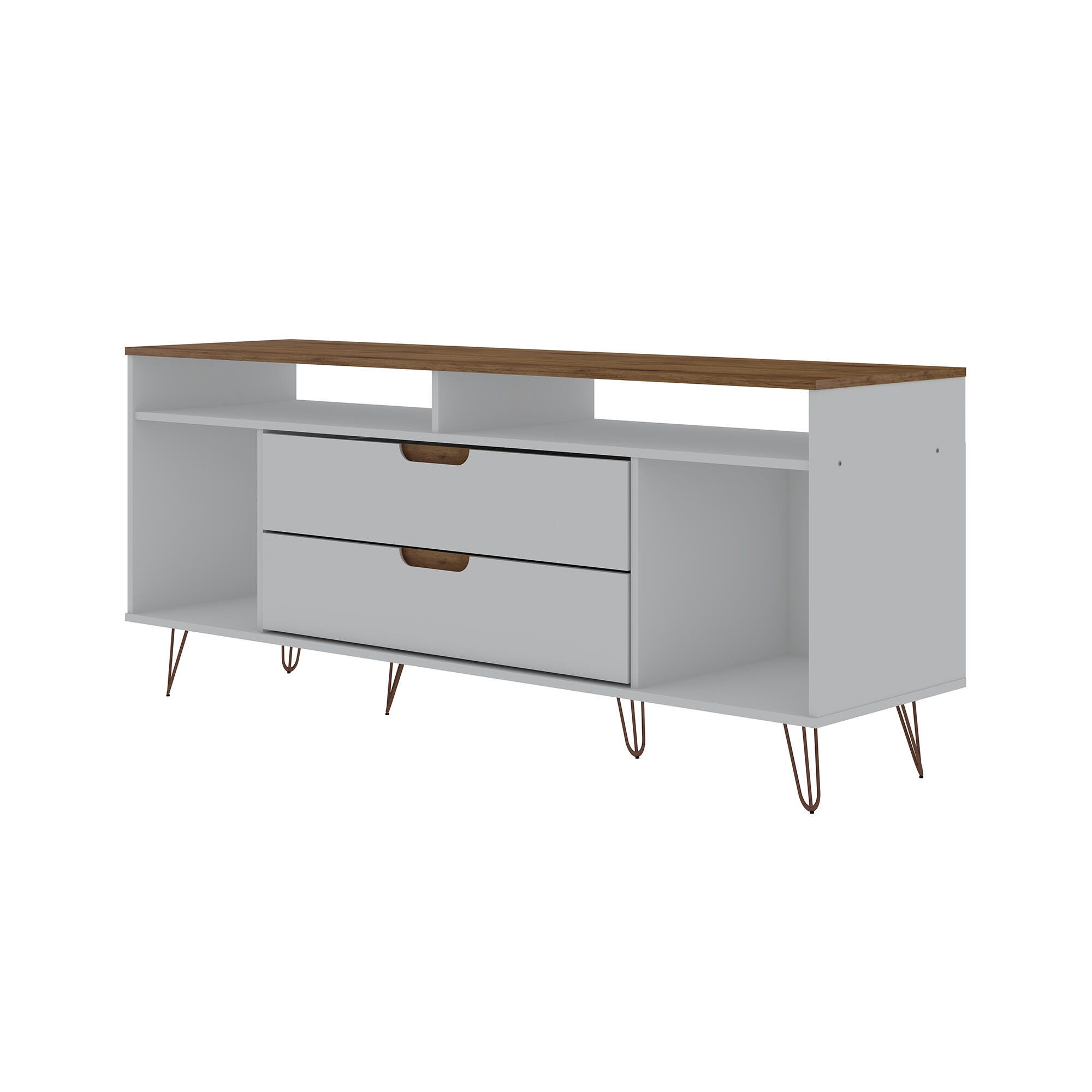 Manhattan Comfort Rockefeller 62.99" TV Stand with 2 Drawers, Off White/Natural, large
