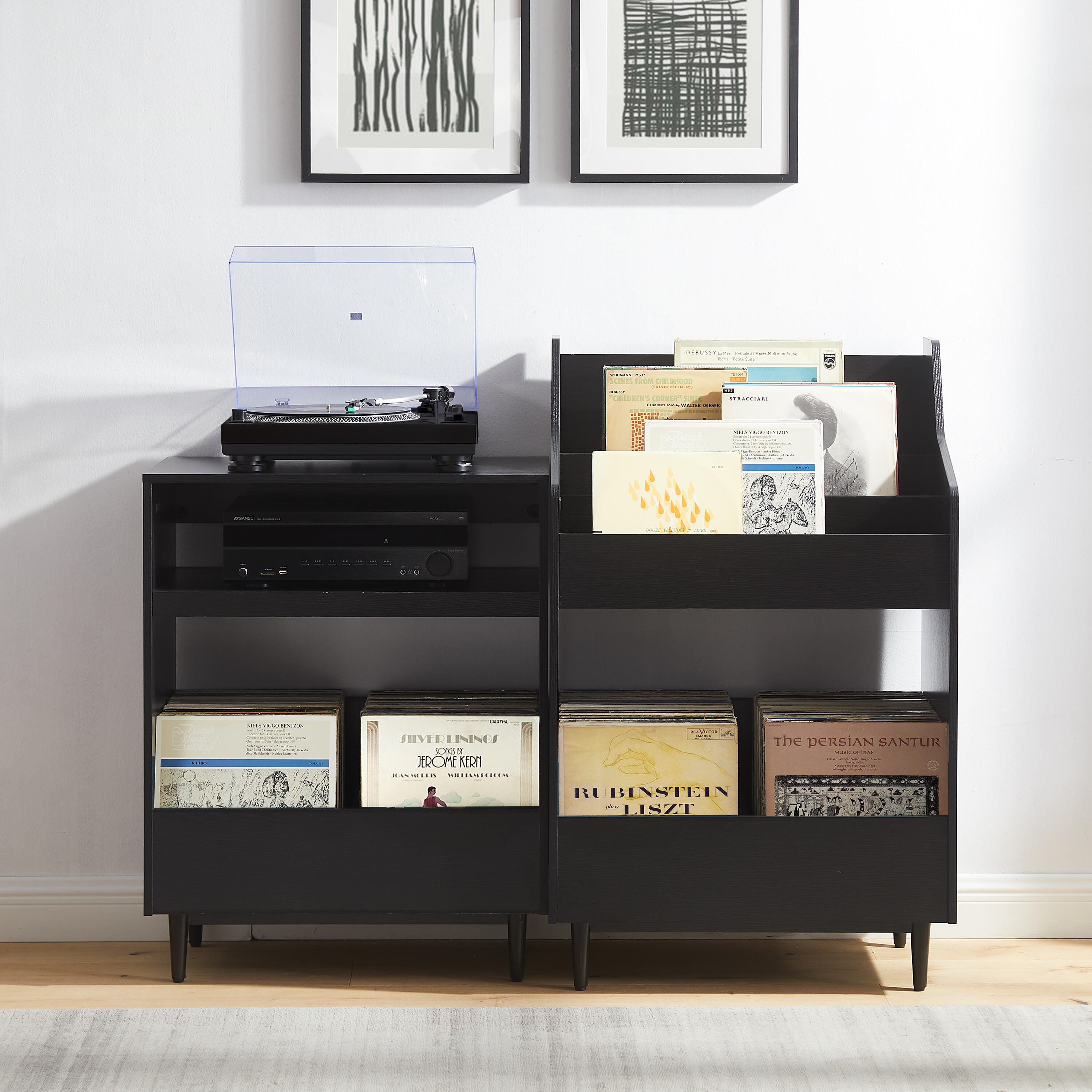 Crosley Furniture Liam 56" Player Stand And Vinyl Storage Set, , large