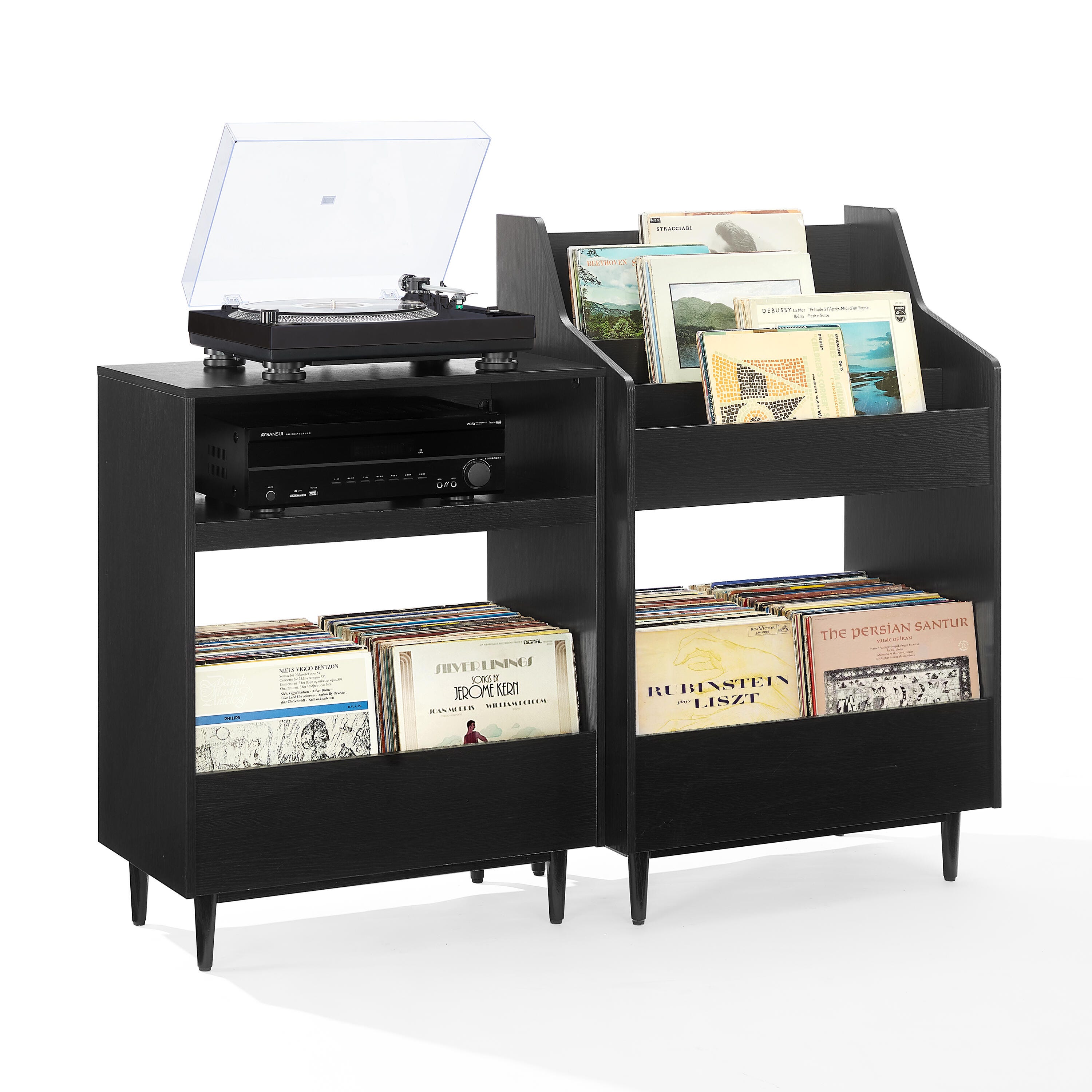 Crosley Furniture Liam 56" Player Stand And Vinyl Storage Set, , large