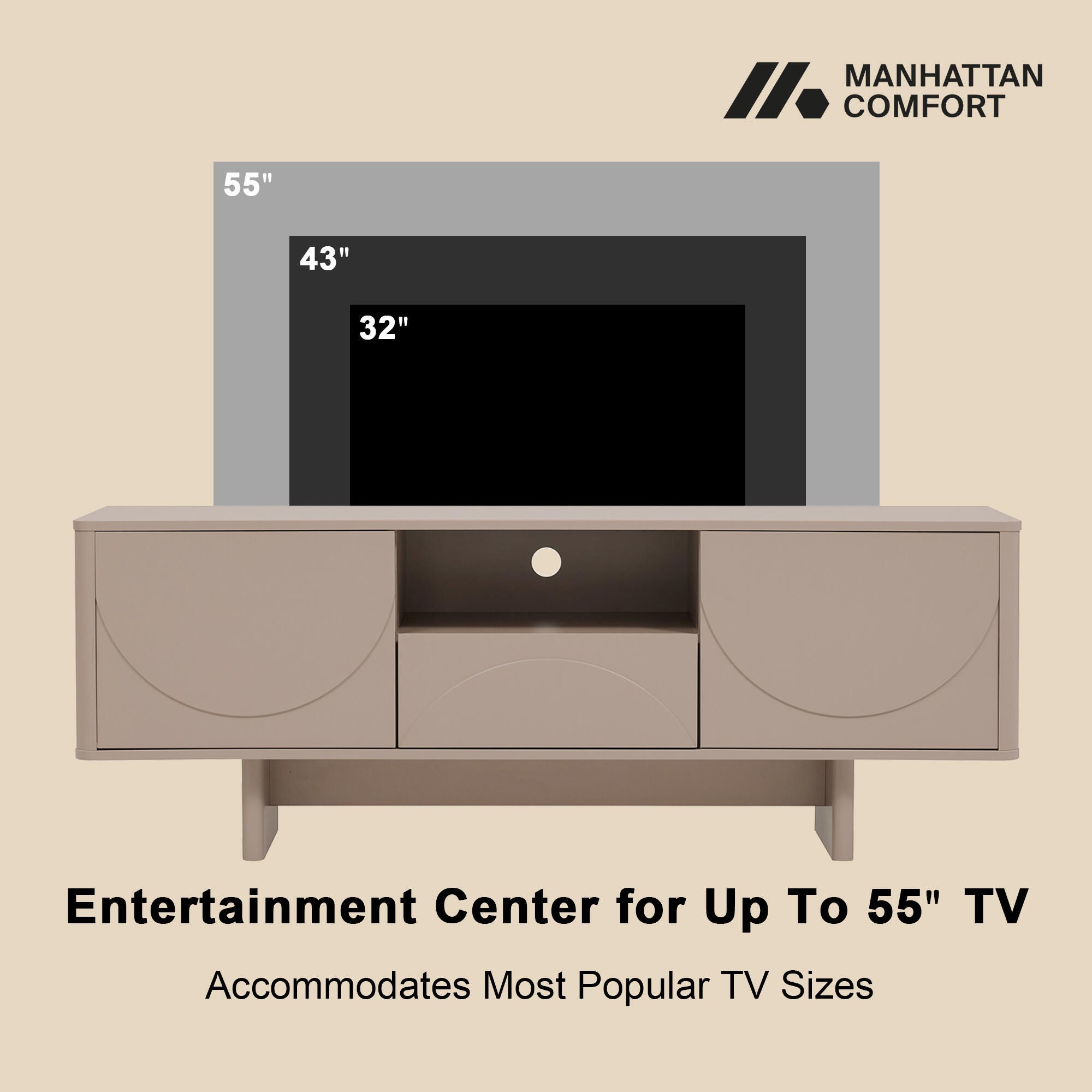 Manhattan Comfort Ella 59" TV Stand, Mocha, large