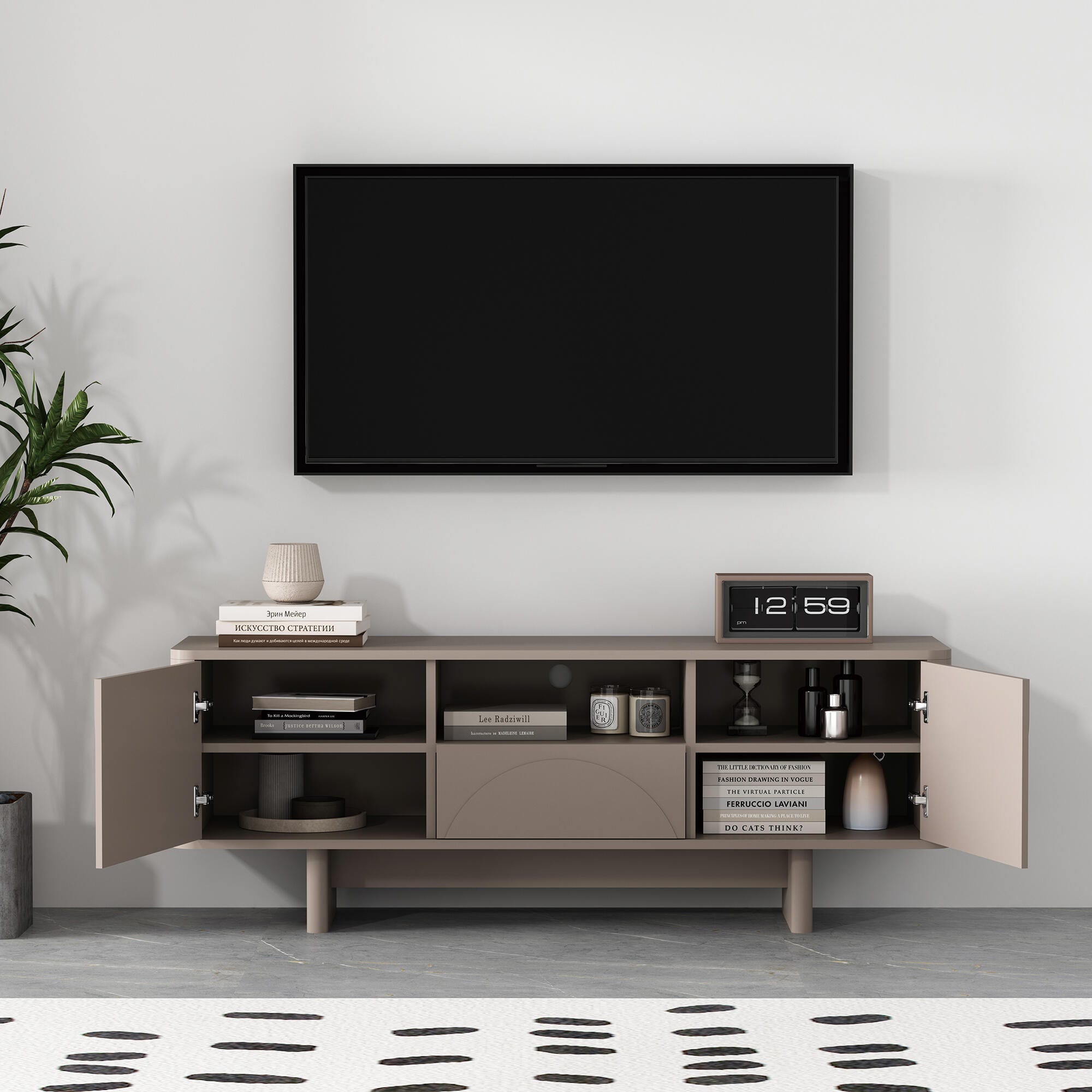 Manhattan Comfort Ella 59" TV Stand, Mocha, large
