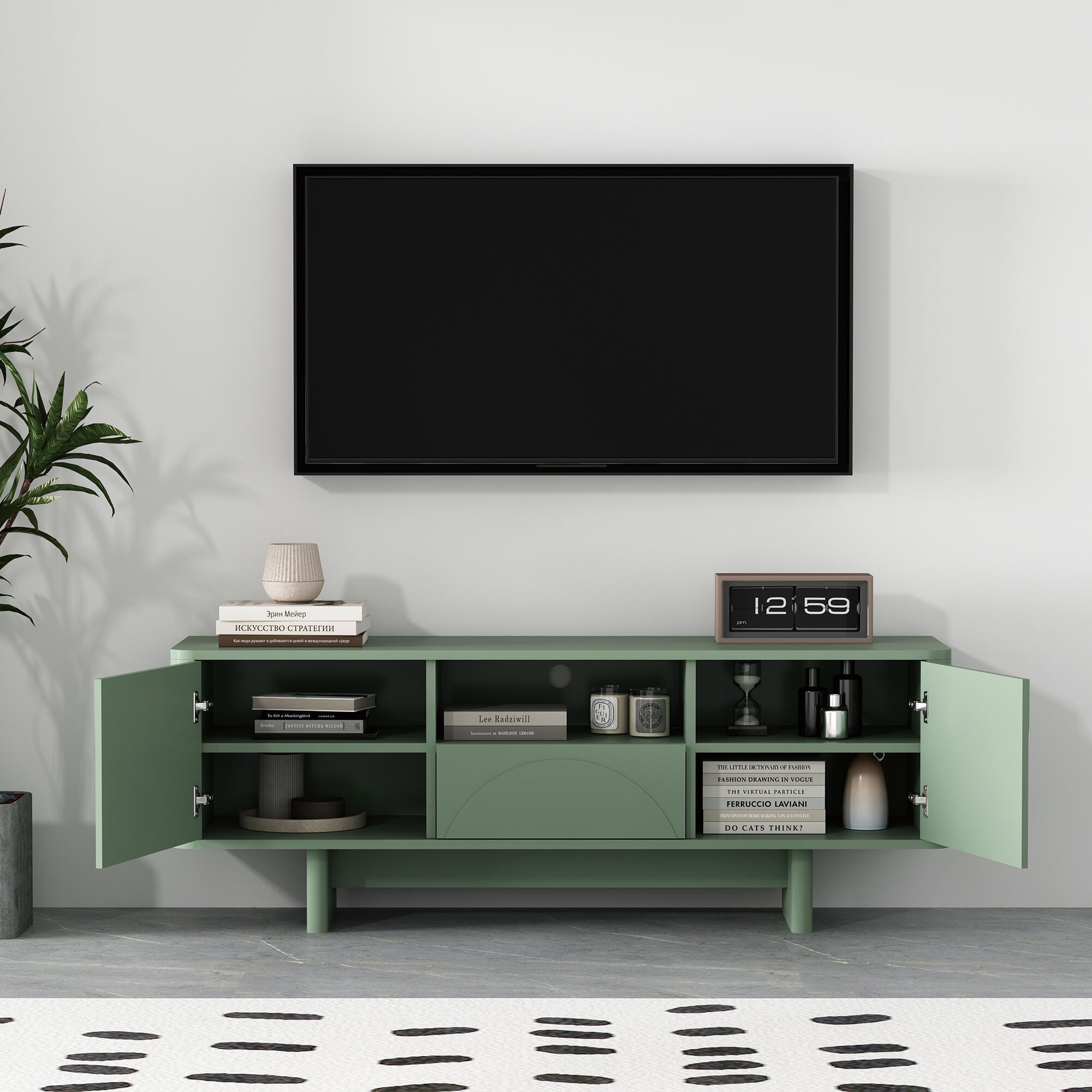 Manhattan Comfort Ella 59" TV Stand, Sage Green, large