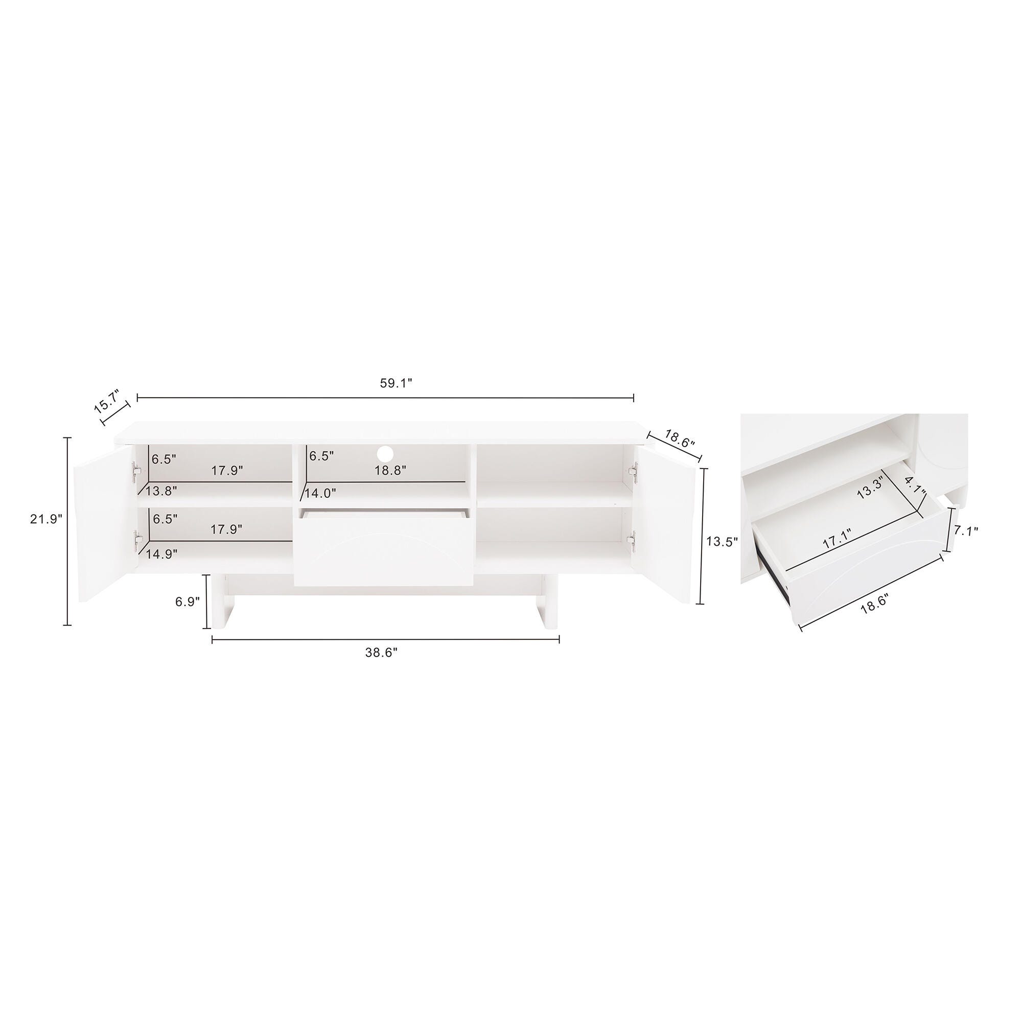 Manhattan Comfort Ella 59" TV Stand, White, large