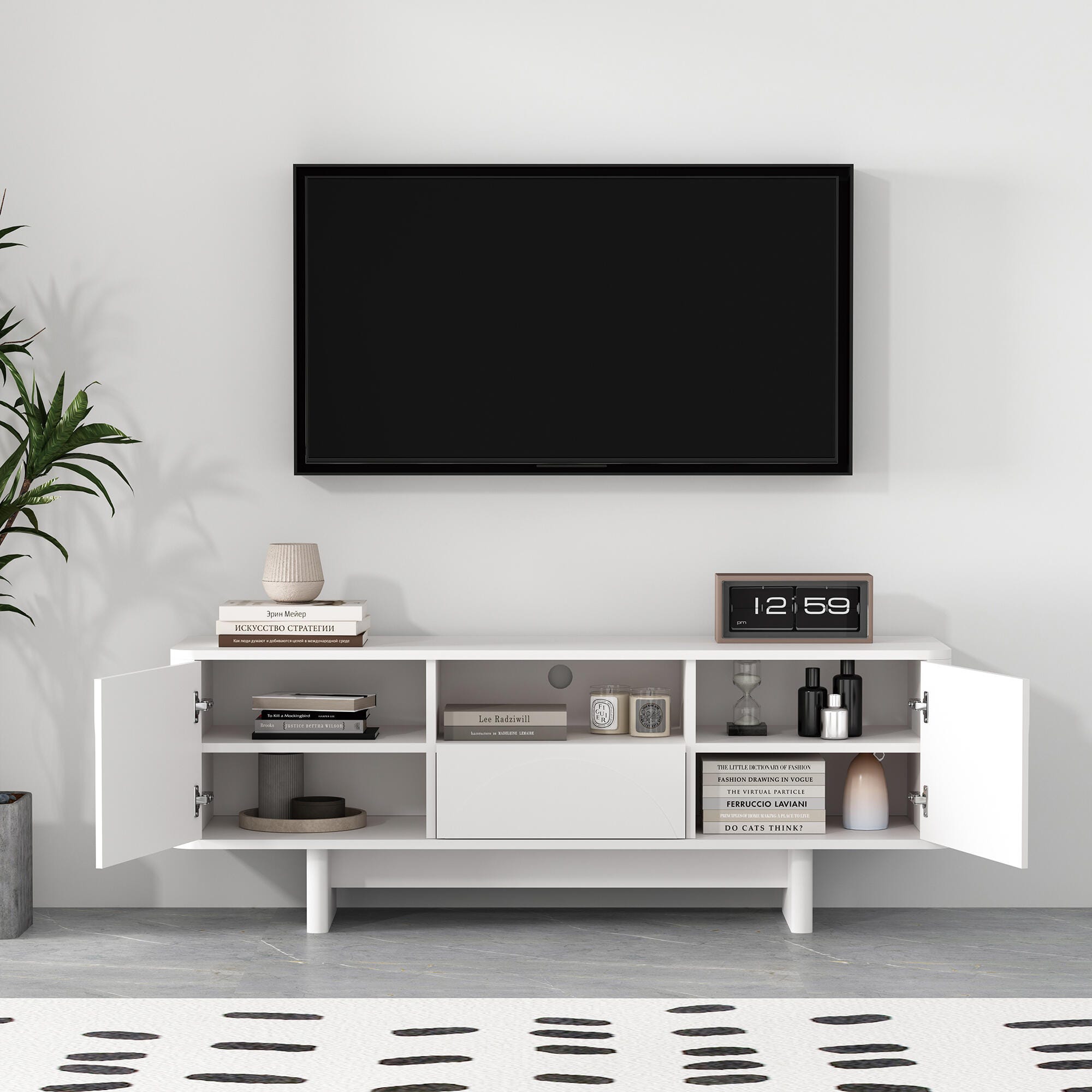 Manhattan Comfort Ella 59" TV Stand, White, large