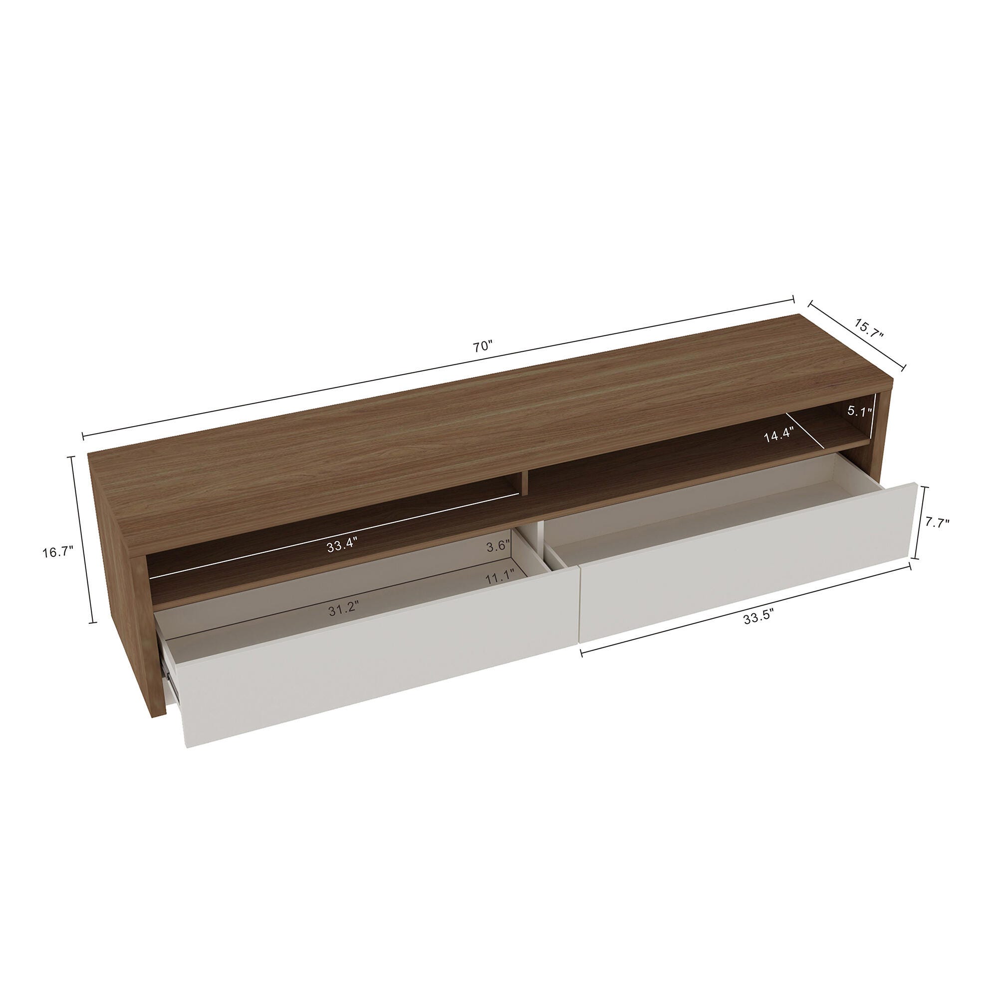 Manhattan Comfort Duncan 70" TV Stand, Maple/Off White, large