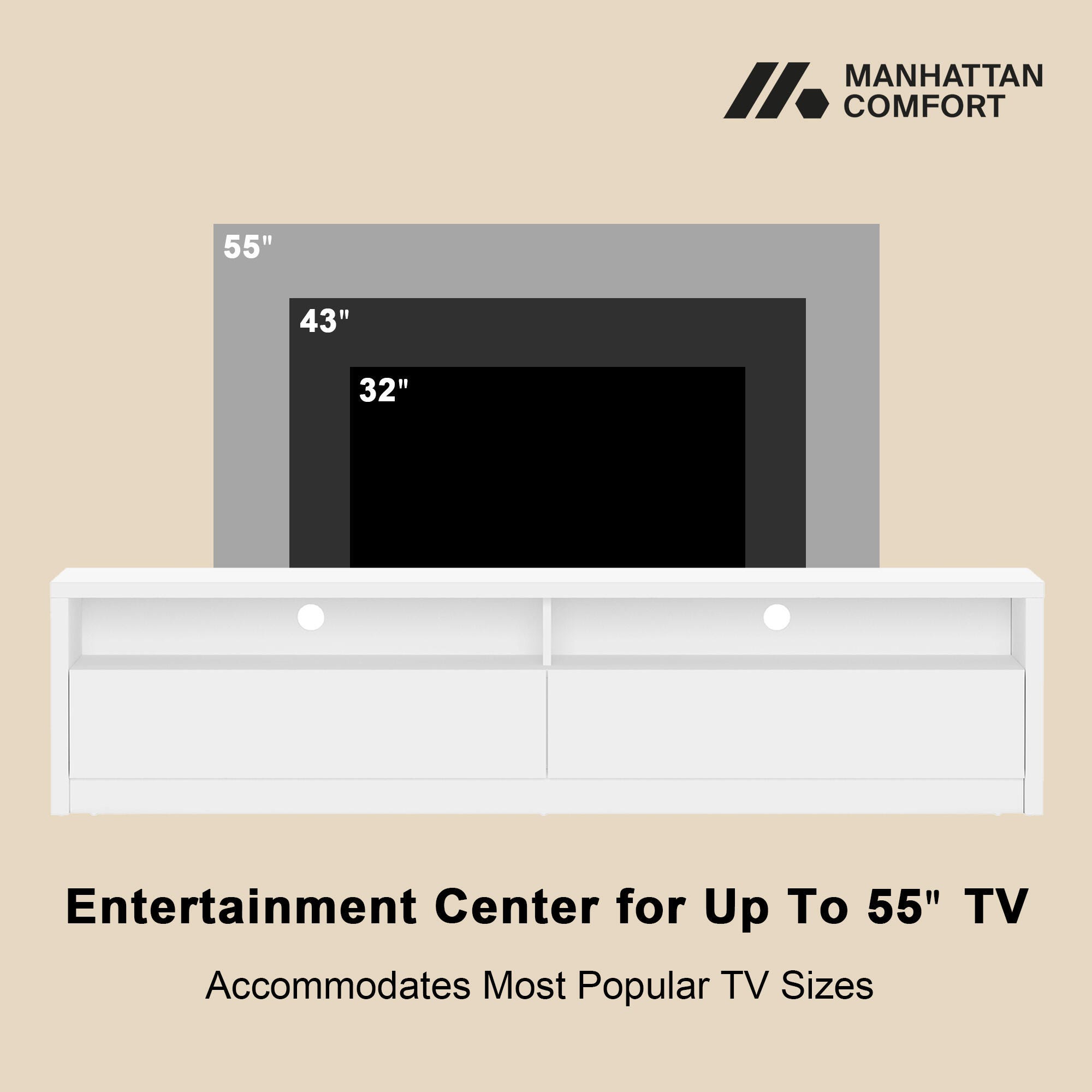 Manhattan Comfort Duncan 70" TV Stand, White, large
