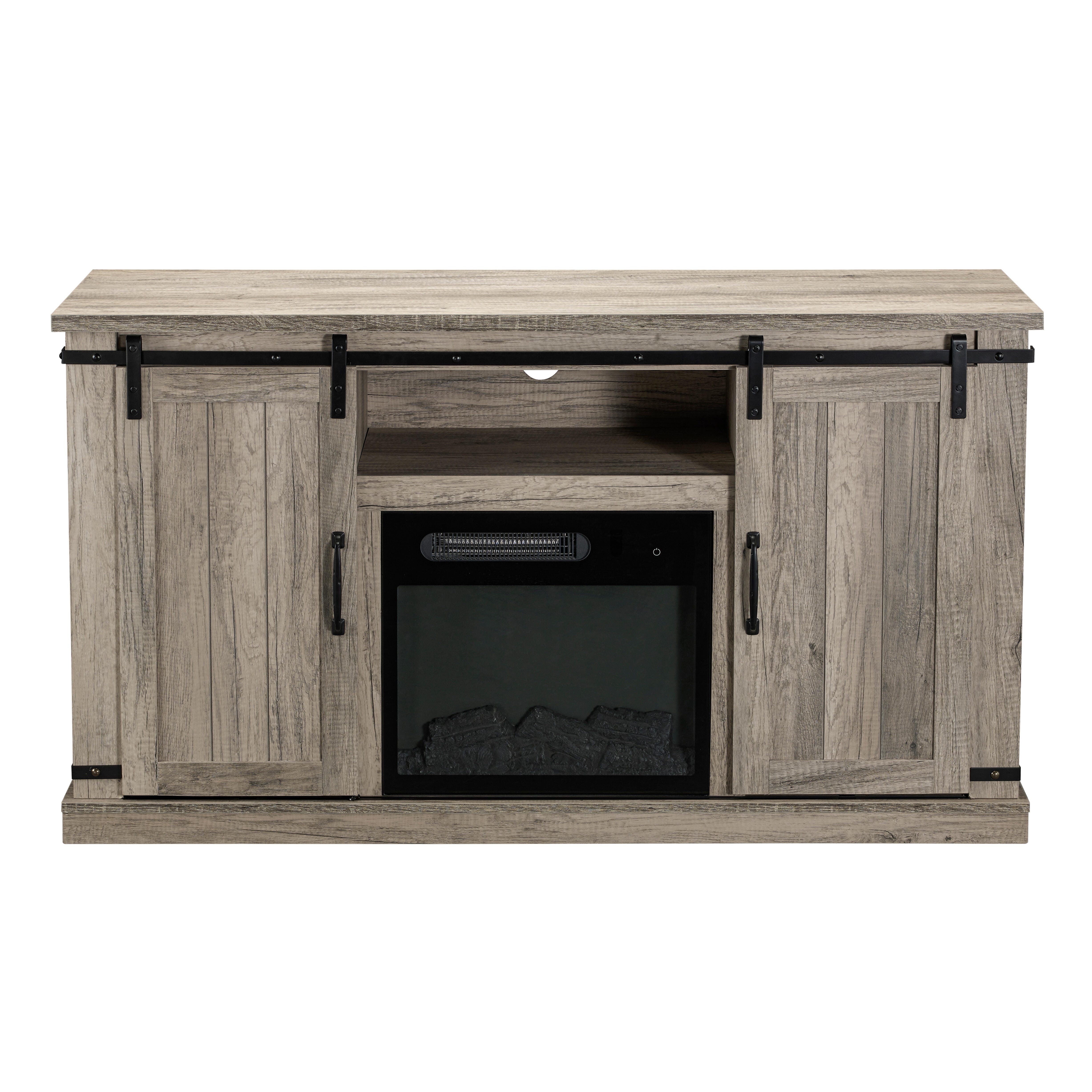Joy River Solid 54" TV Stand with Electric Fireplace, Gray, large
