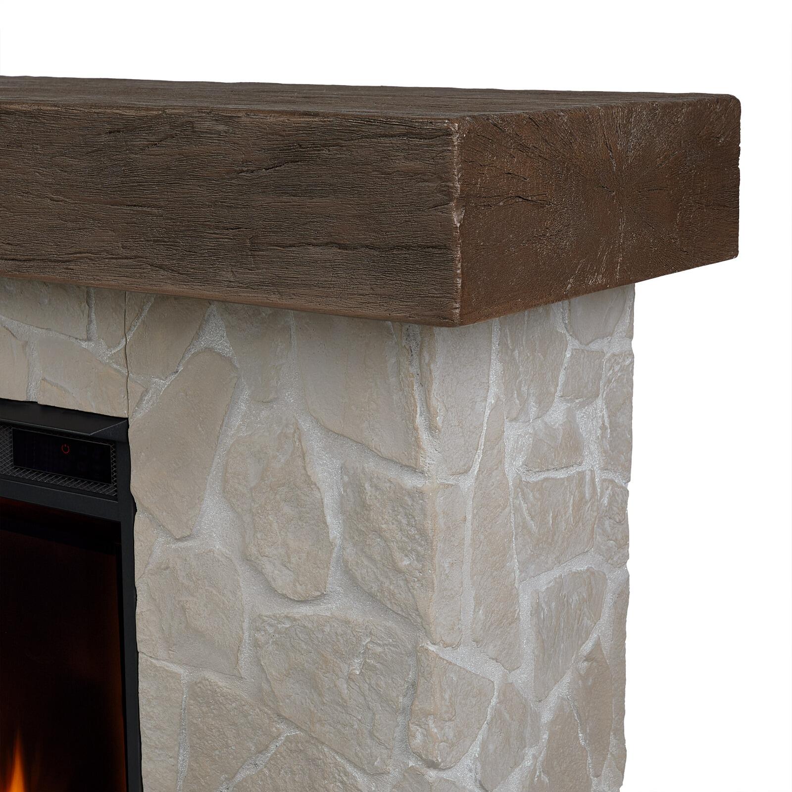 Real Frame Odette 17" Mantel with Electric Fireplace, Natural Stone, large