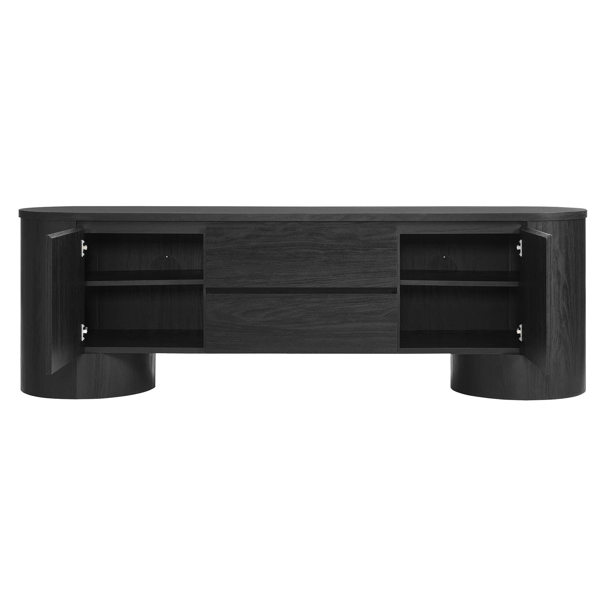 Modway Duval 71" TV stand with Cabinet, Black, large