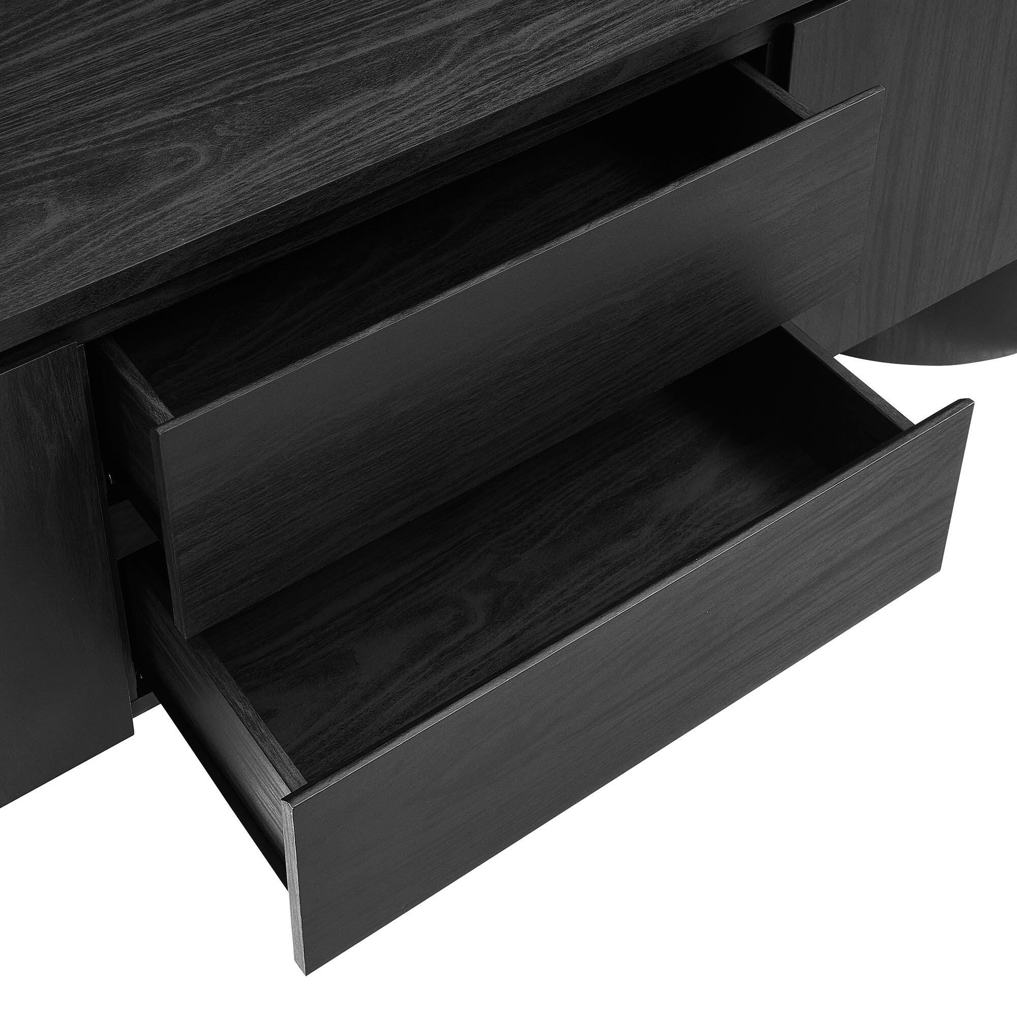 Modway Duval 71" TV stand with Cabinet, Black, large