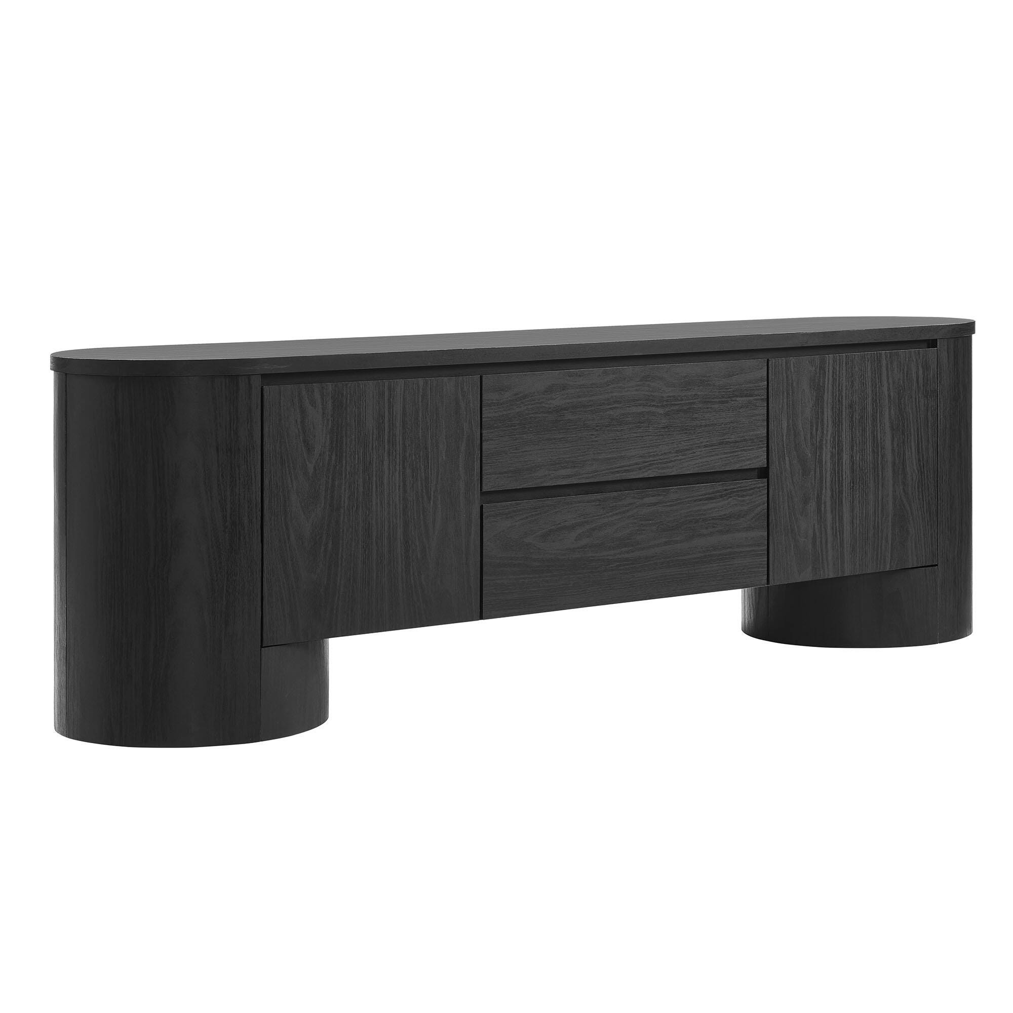 Modway Duval 71" TV stand with Cabinet, Black, large
