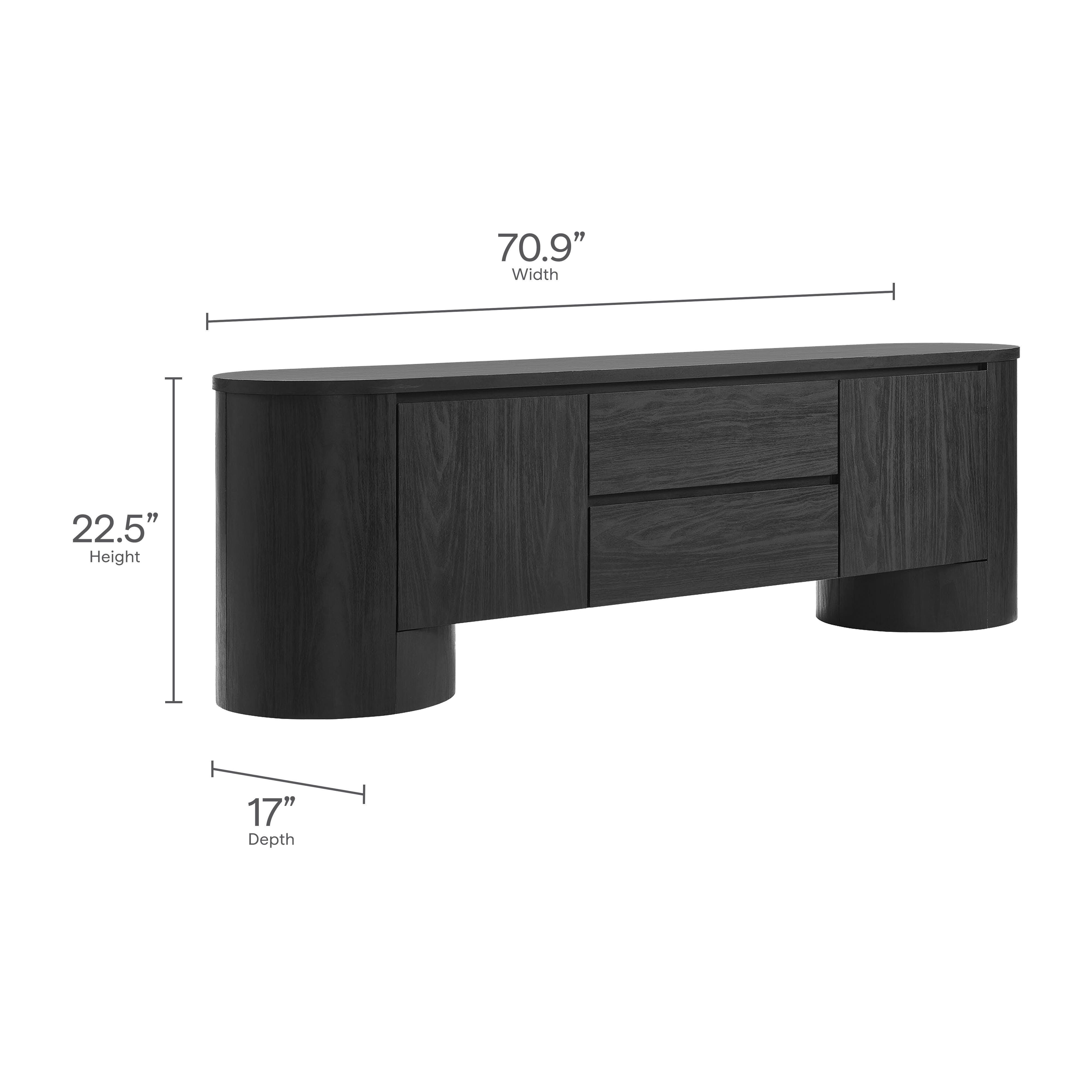 Modway Duval 71" TV stand with Cabinet, Black, large