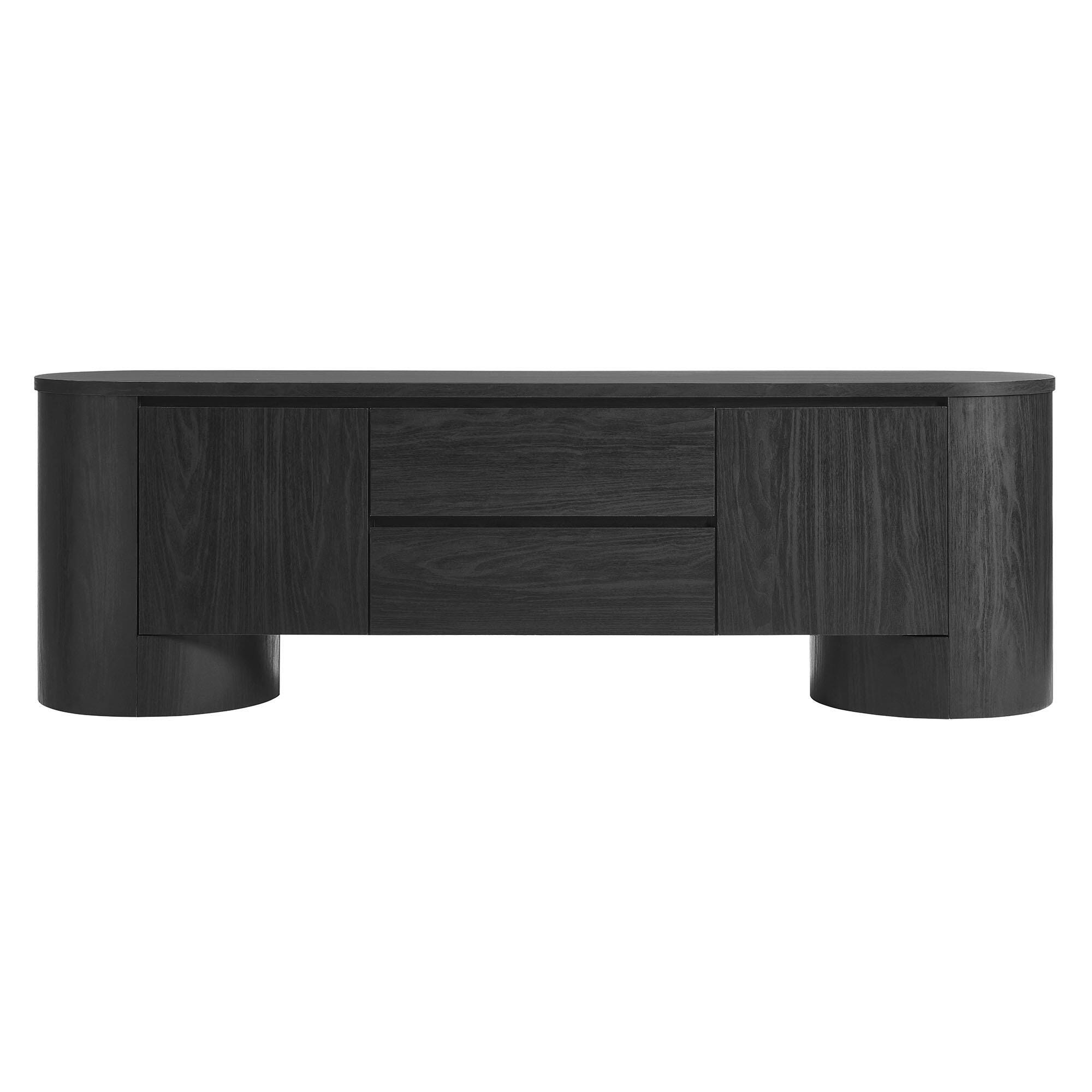 Modway Duval 71" TV stand with Cabinet, Black, large
