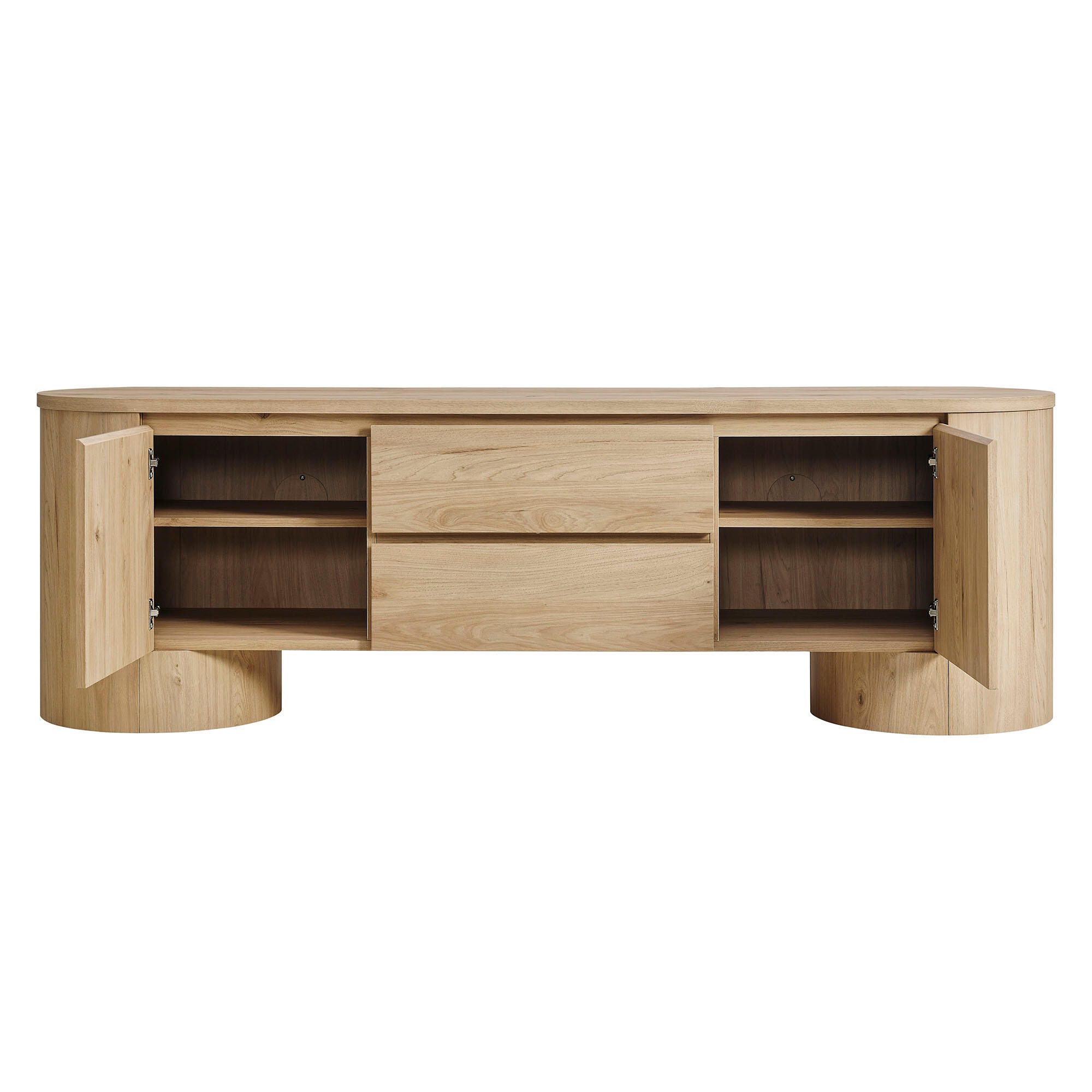 Modway Duval 71" TV stand with Cabinet, Light Oak, large