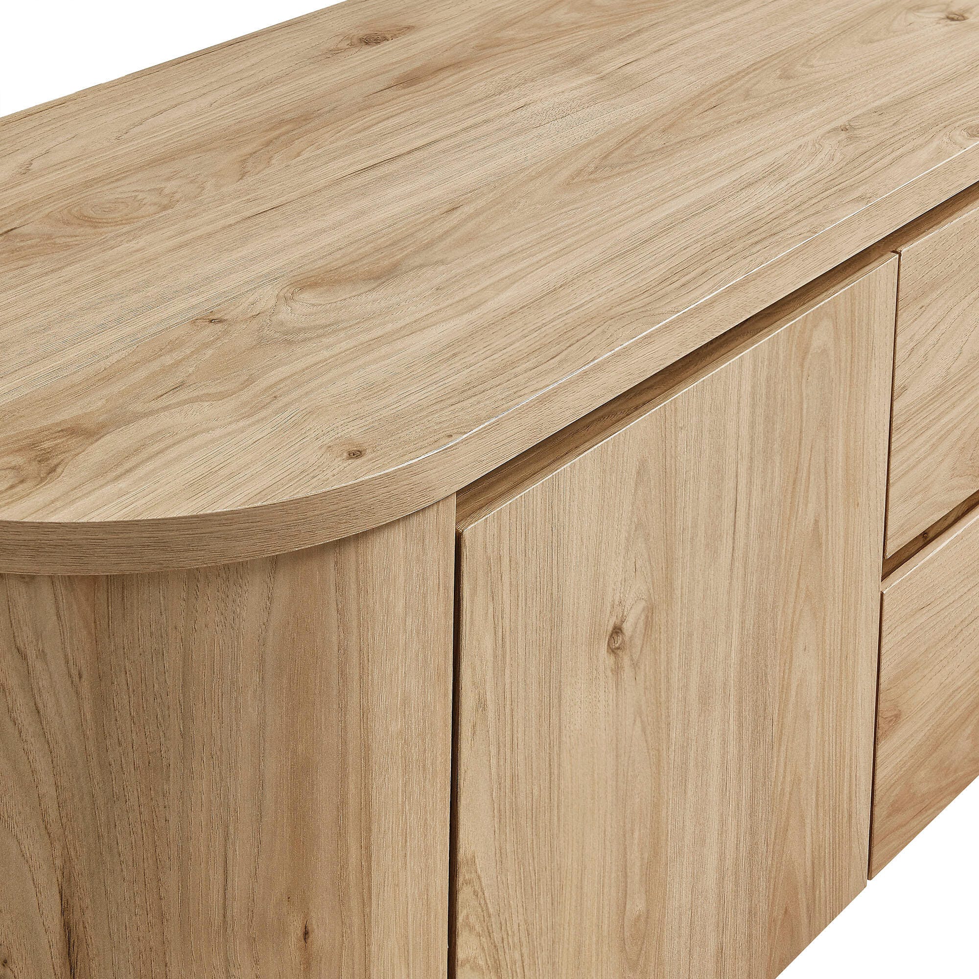 Modway Duval 71" TV stand with Cabinet, Light Oak, large