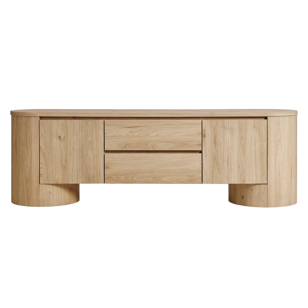 Modway Duval 71" TV stand with Cabinet, Light Oak, large