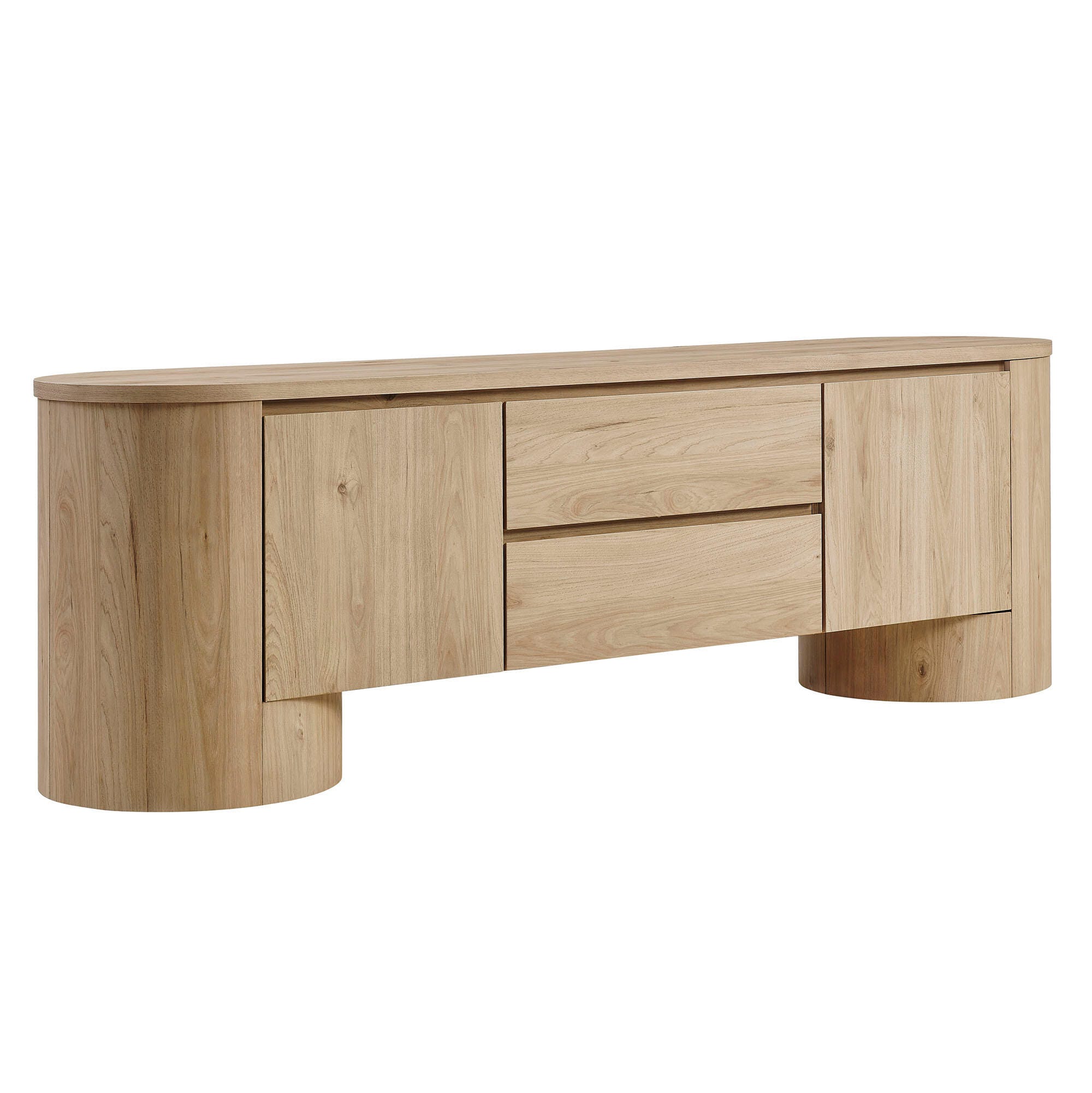 Modway Duval 71" TV stand with Cabinet, Light Oak, large