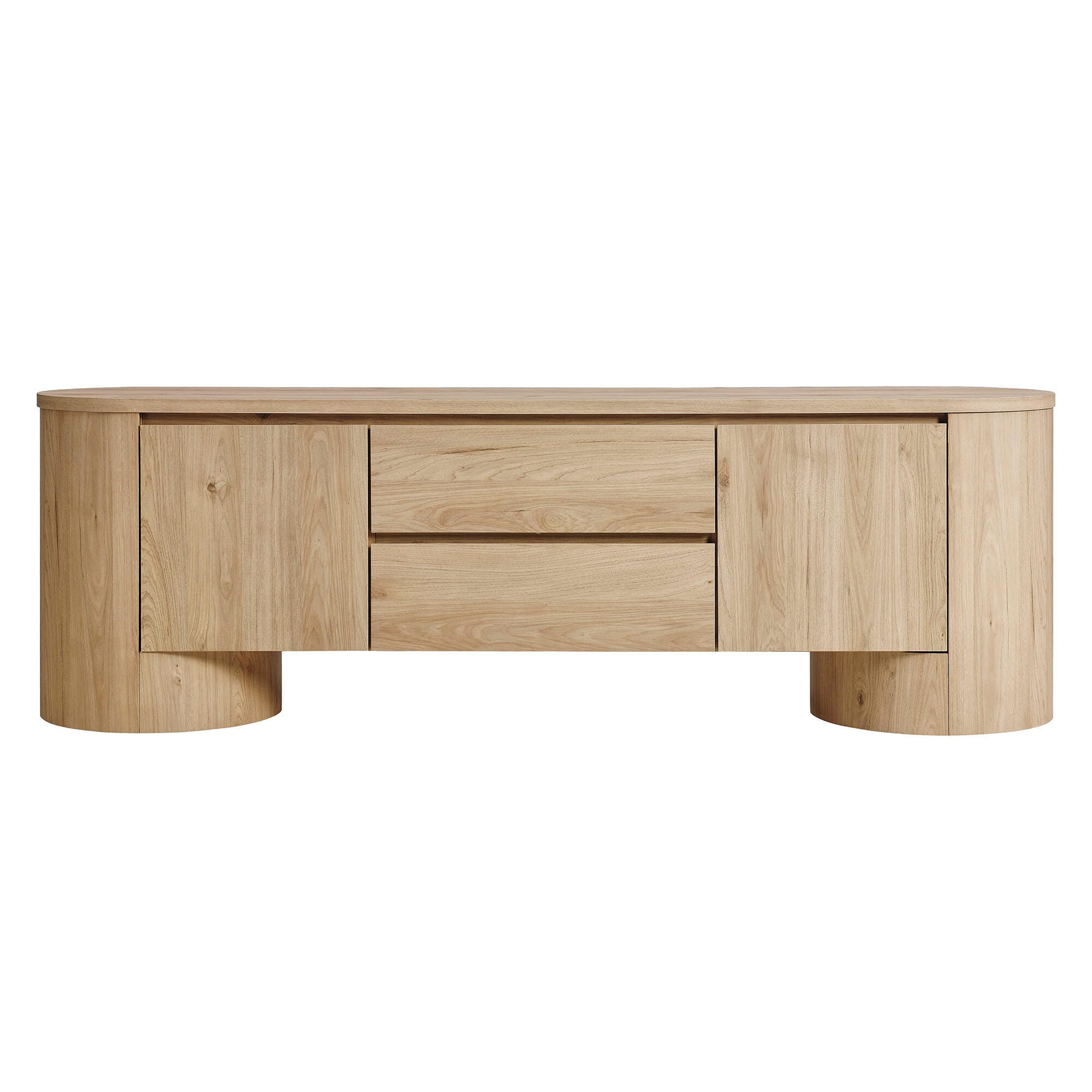 Modway Duval 71" TV stand with Cabinet, Light Oak, large