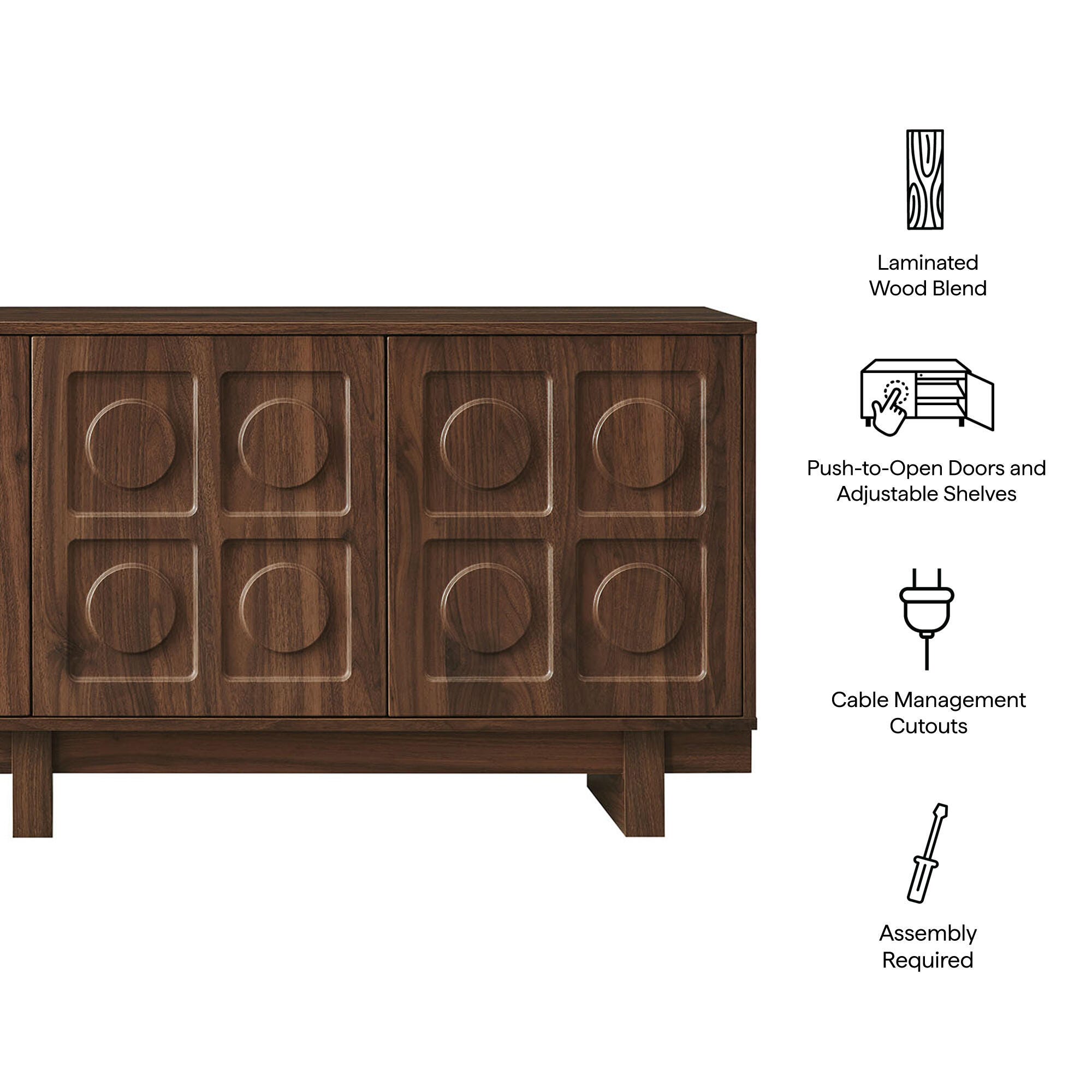 Modway Knox 71" TV Stand, Walnut, large