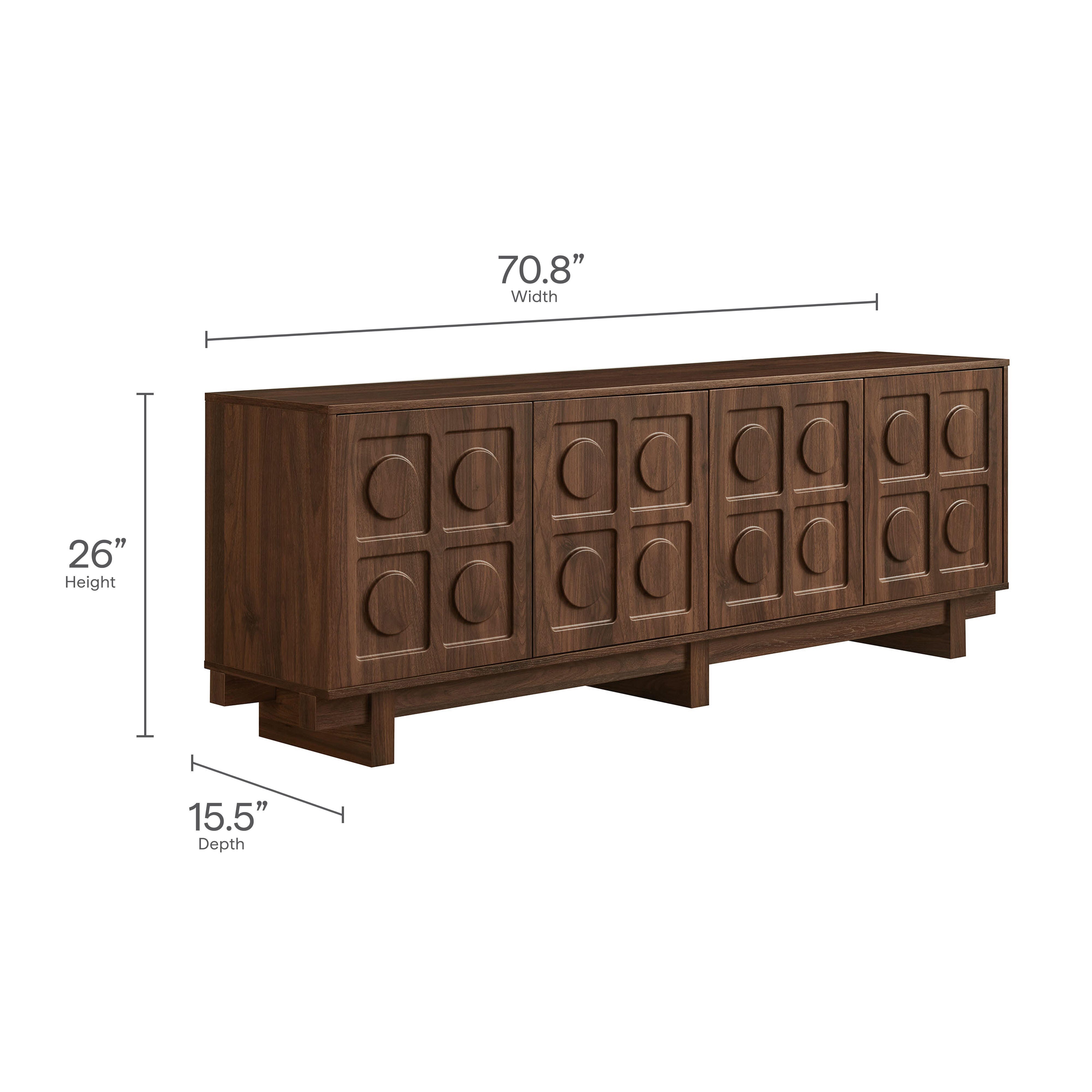 Modway Knox 71" TV Stand, Walnut, large