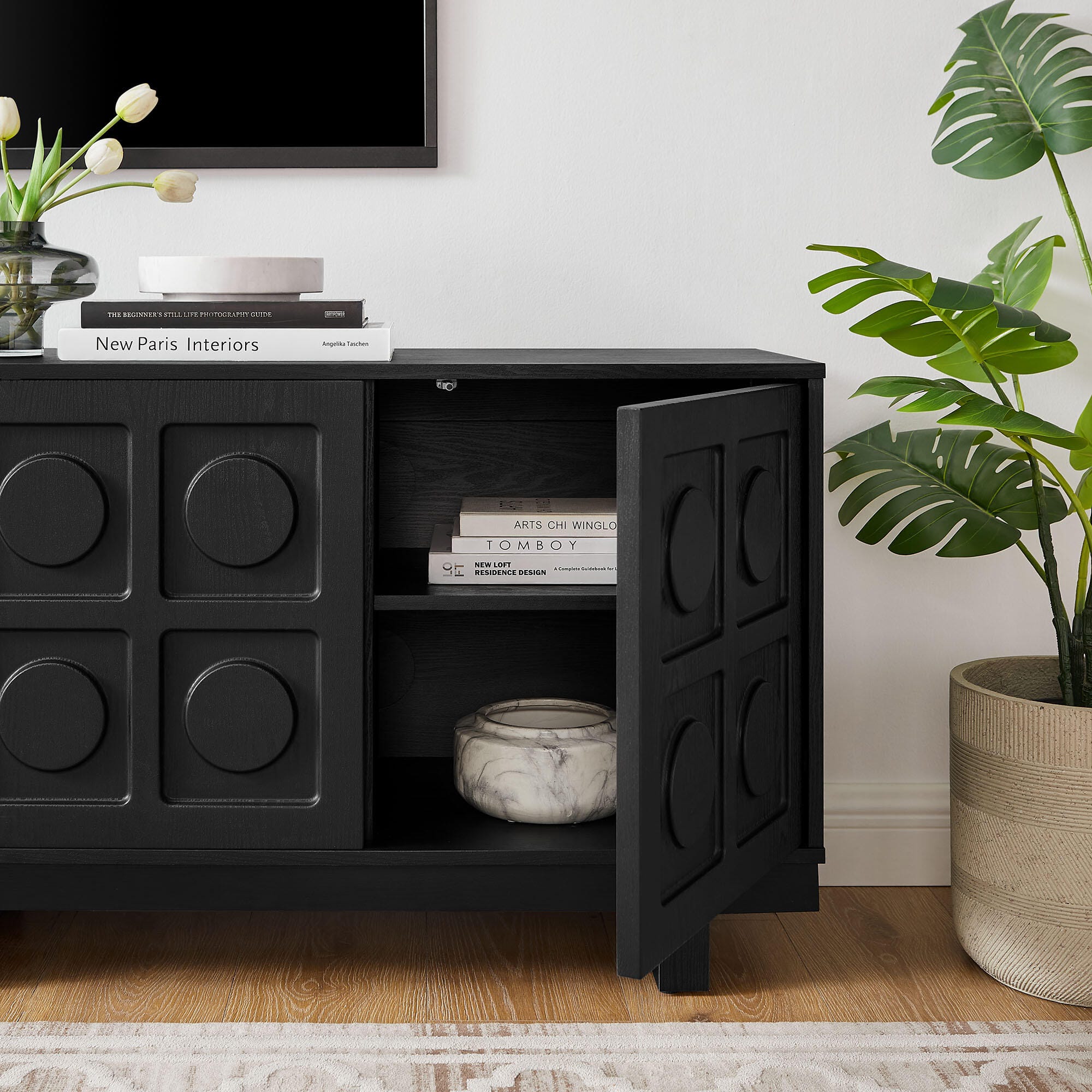 Modway Knox 71" TV Stand, Black, large