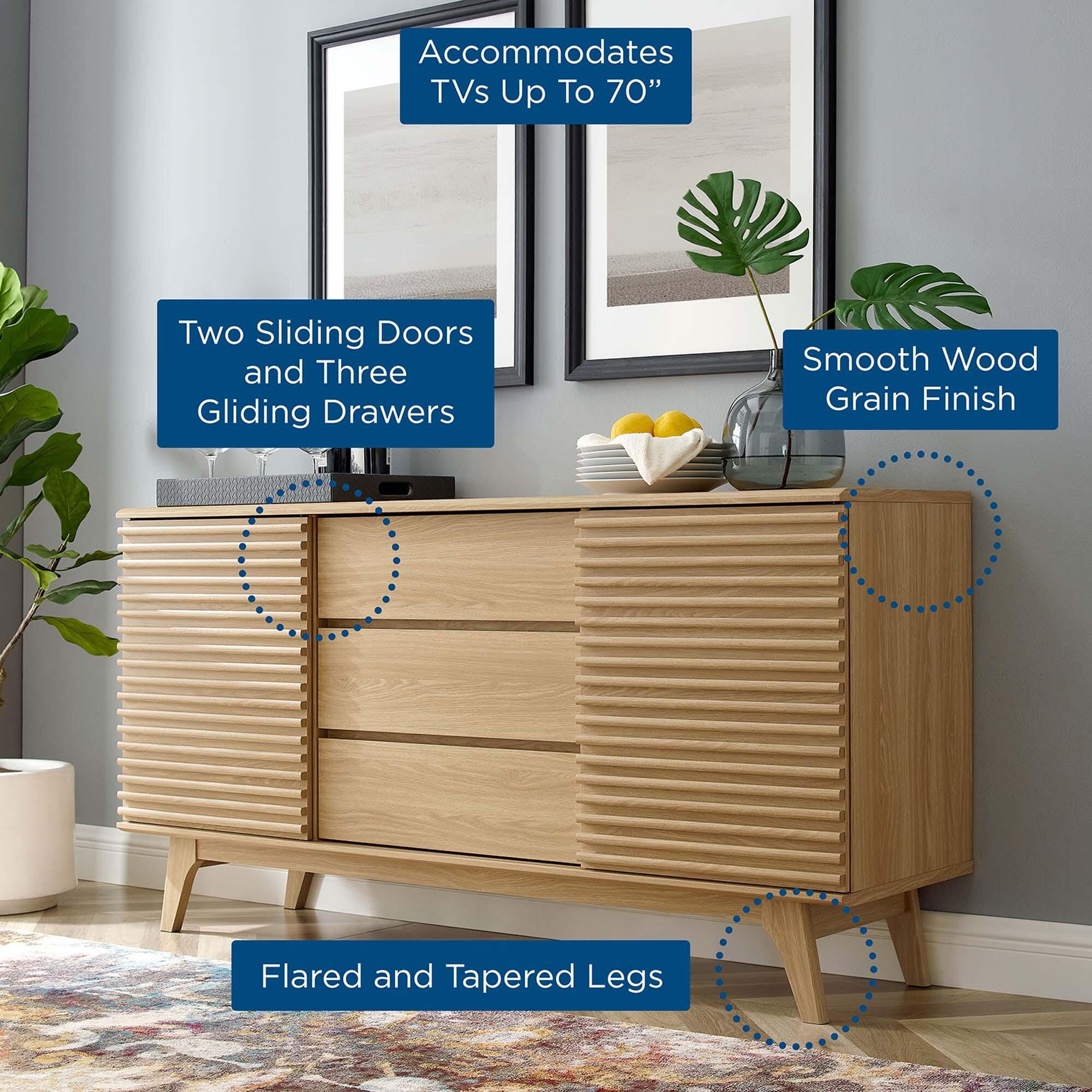Modway Render 63" TV Stand, Oak, large