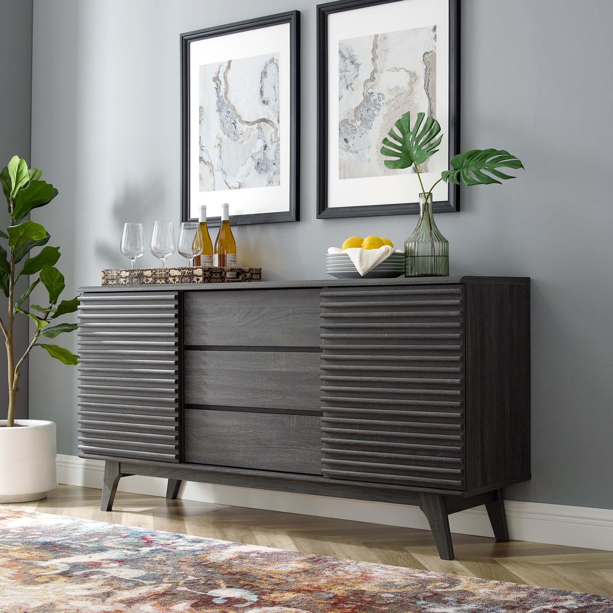 Modway Render 63" TV Stand, Charcoal, rollover
