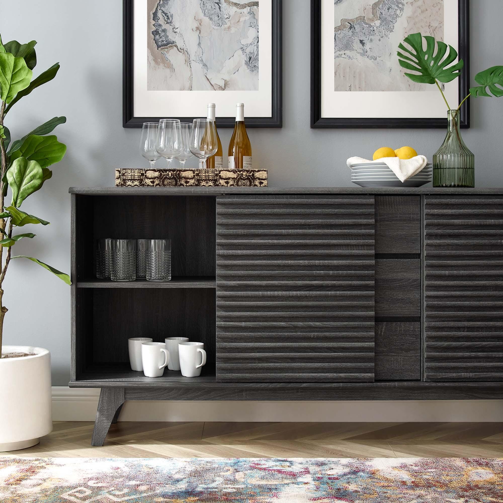 Modway Render 63" TV Stand, Charcoal, large